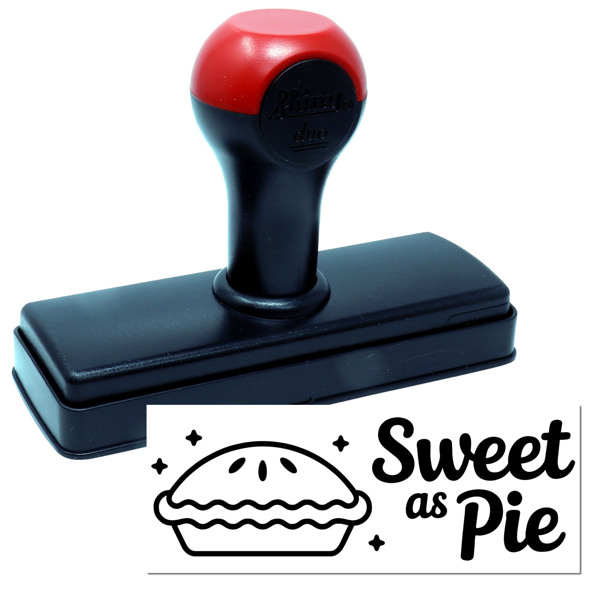 Self-inking rubber stamp with Sweet as Pie design for bakery packaging, cards, and handmade craft branding