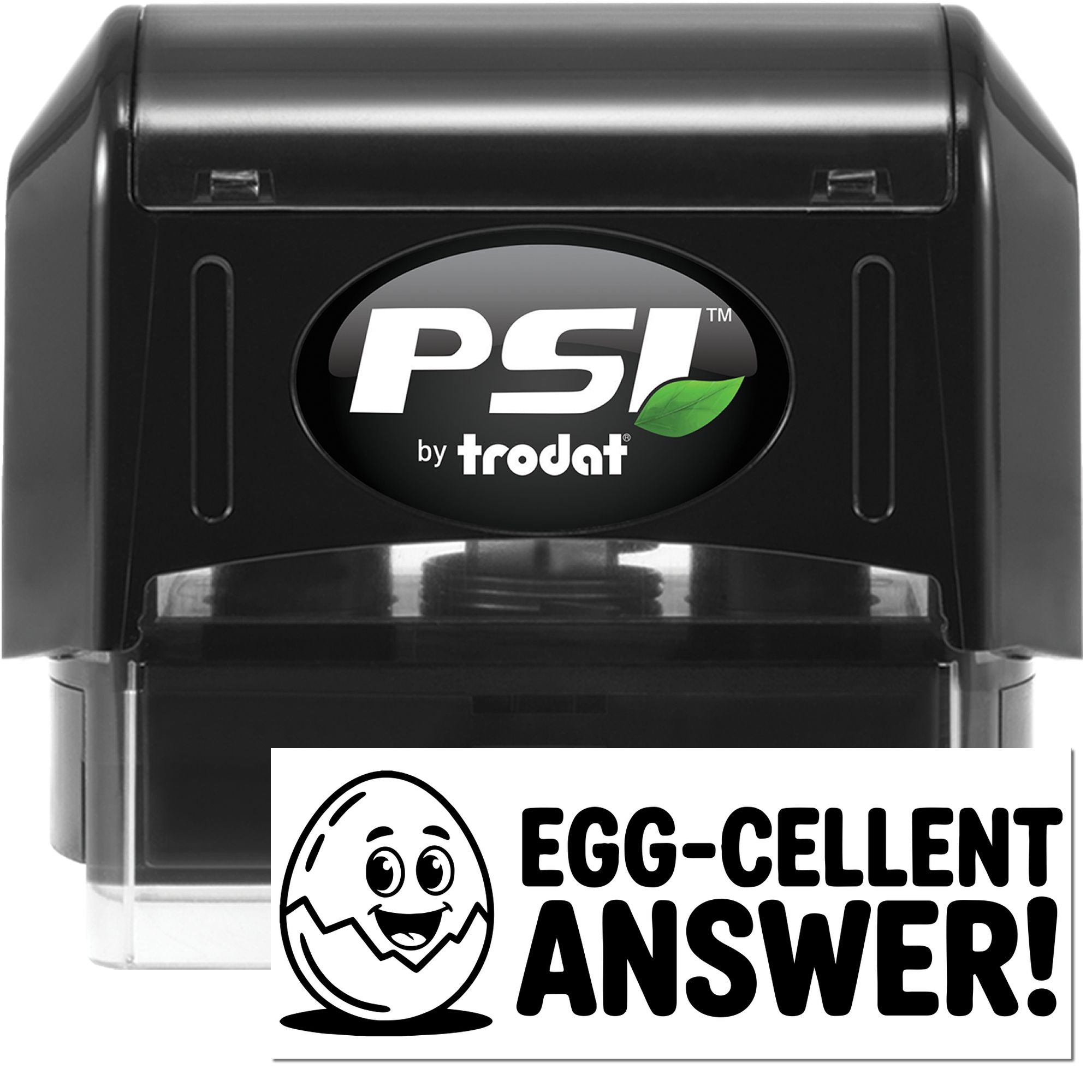 PSI by Trodat self-inking rubber stamp with Egg-cellent Answer design for grading, teacher rewards, or classroom feedback.
