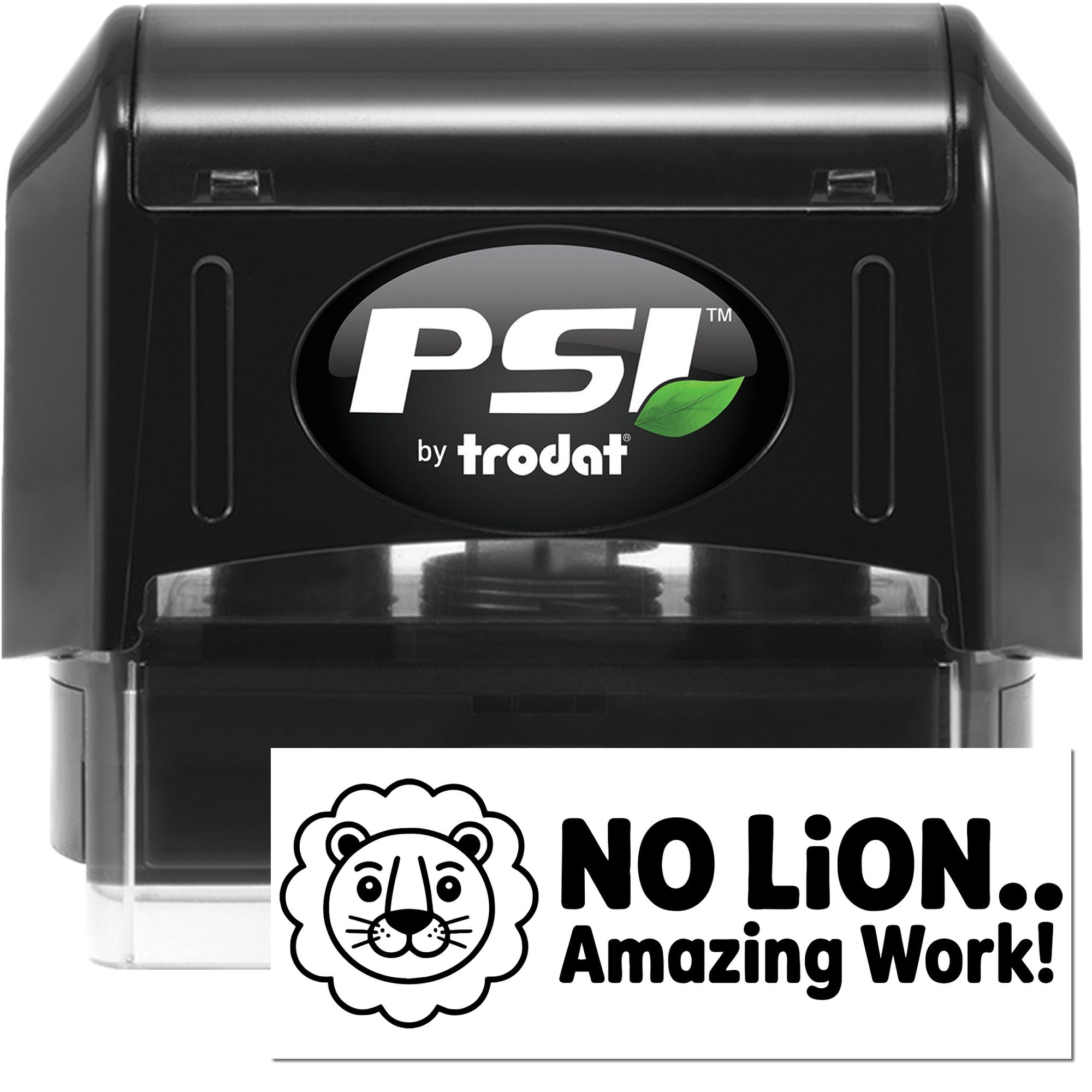 PSI by Trodat self-inking rubber stamp with No Lion.. Amazing Work! lion design for custom motivational stamping