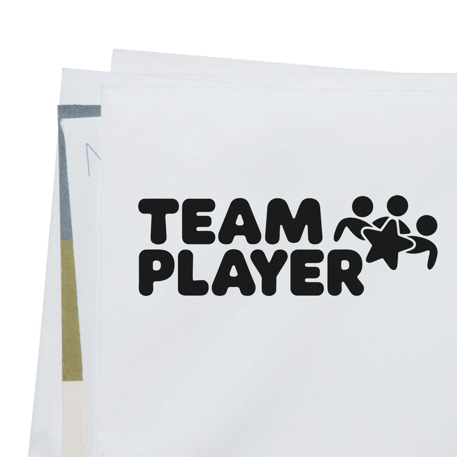 Team Player rubber stamp impression with group icon, ideal for office recognition, teamwork labels, and employee rewards.
