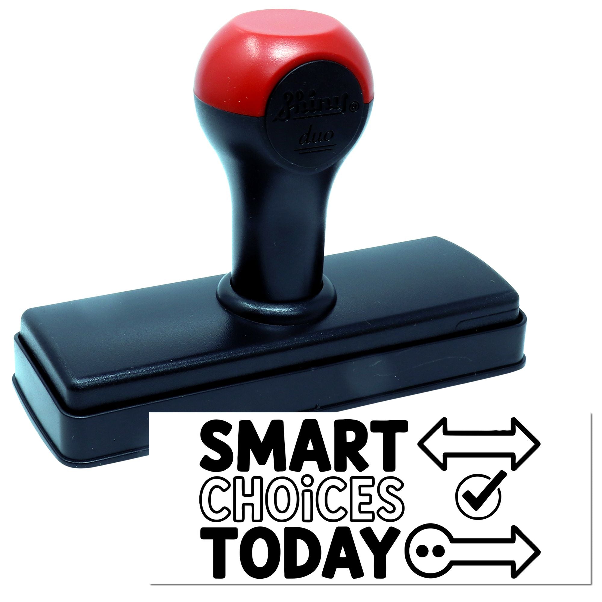 Self-inking rubber stamp with Smart Choices Today message, perfect for motivational classroom or office behavior stamps.