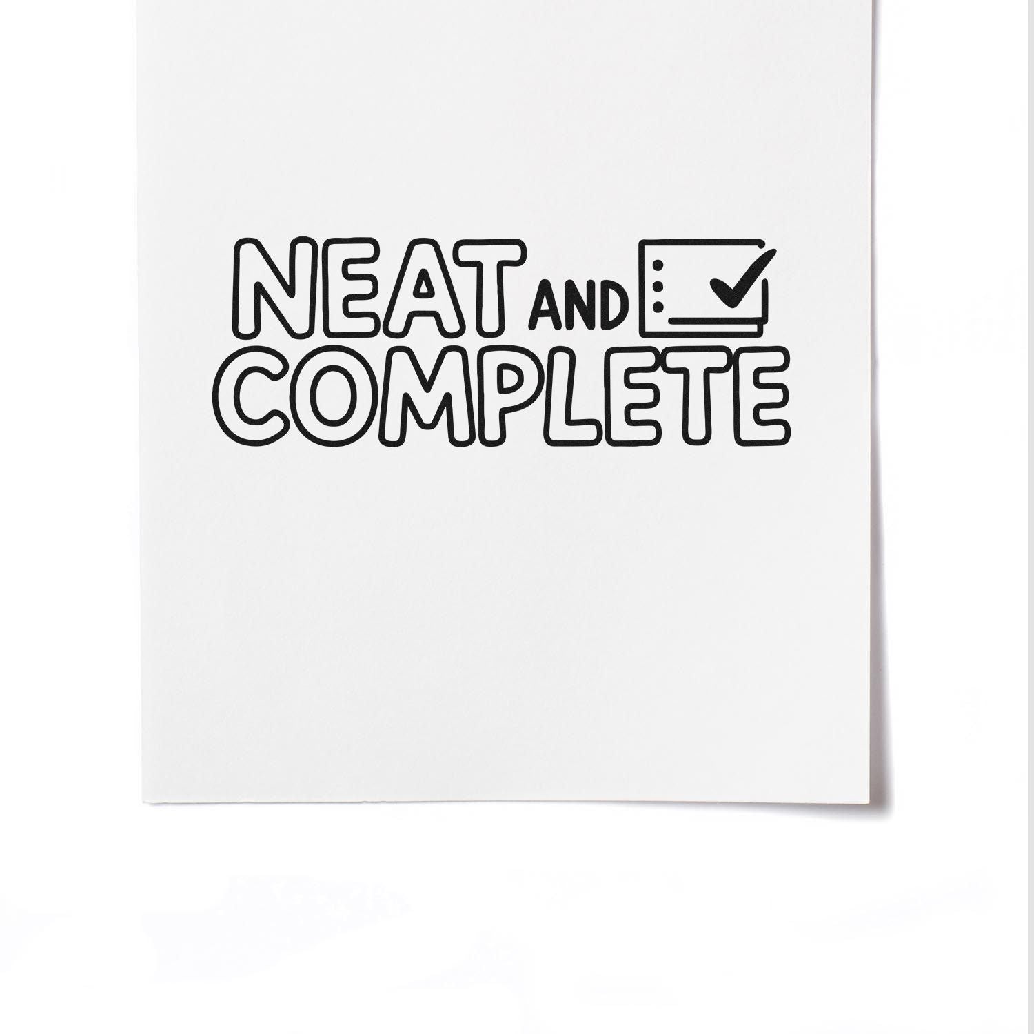 Neat and complete rubber stamp design with checklist icon for office, planner, or approval use.