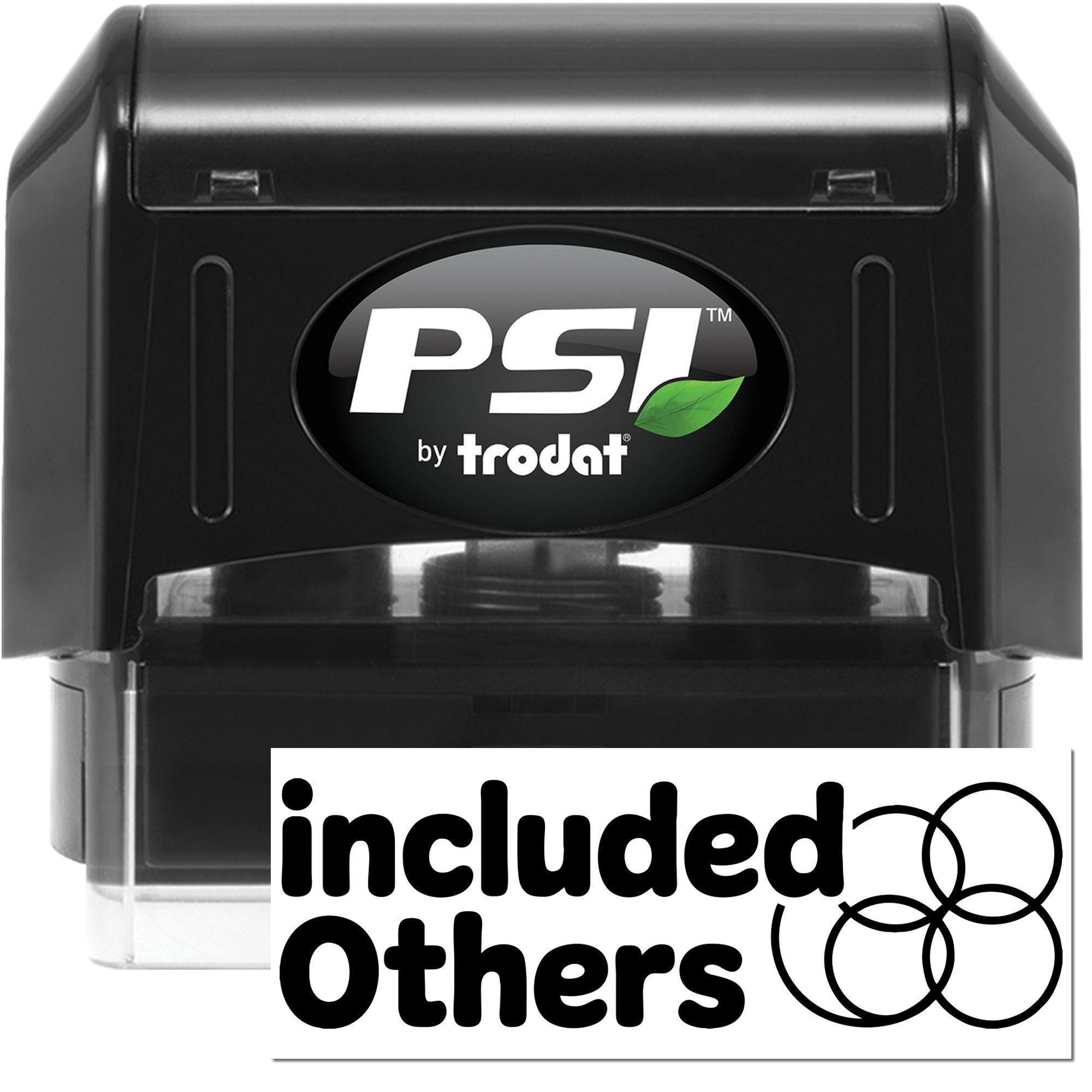 PSI by Trodat self-inking rubber stamp with Included Others imprint for office document marking.
