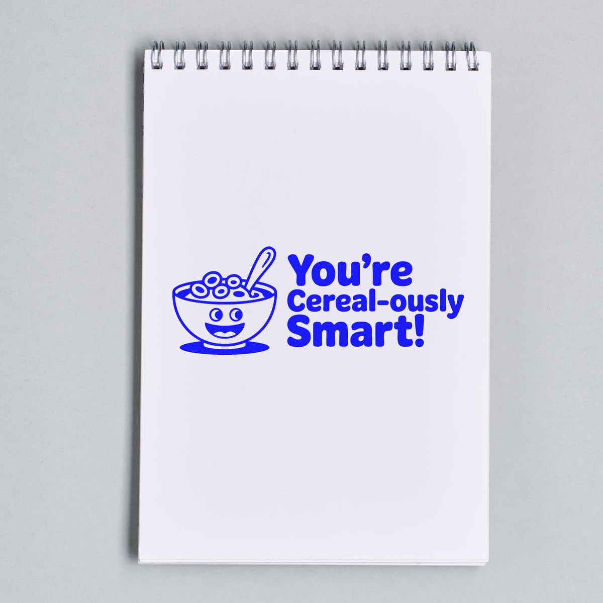 Cereal-themed rubber stamp saying Youre cereal-ously smart! for teacher notes, school rewards, and classroom use.