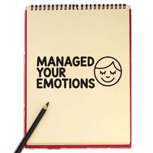Managed Your Emotions rubber stamp design with smiling face icon for planners, journals, and self-care projects.