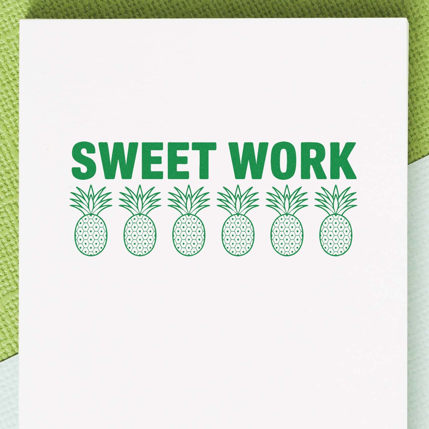 Sweet Work pineapple rubber stamp design for handmade cards, packaging, and thank-you notes.