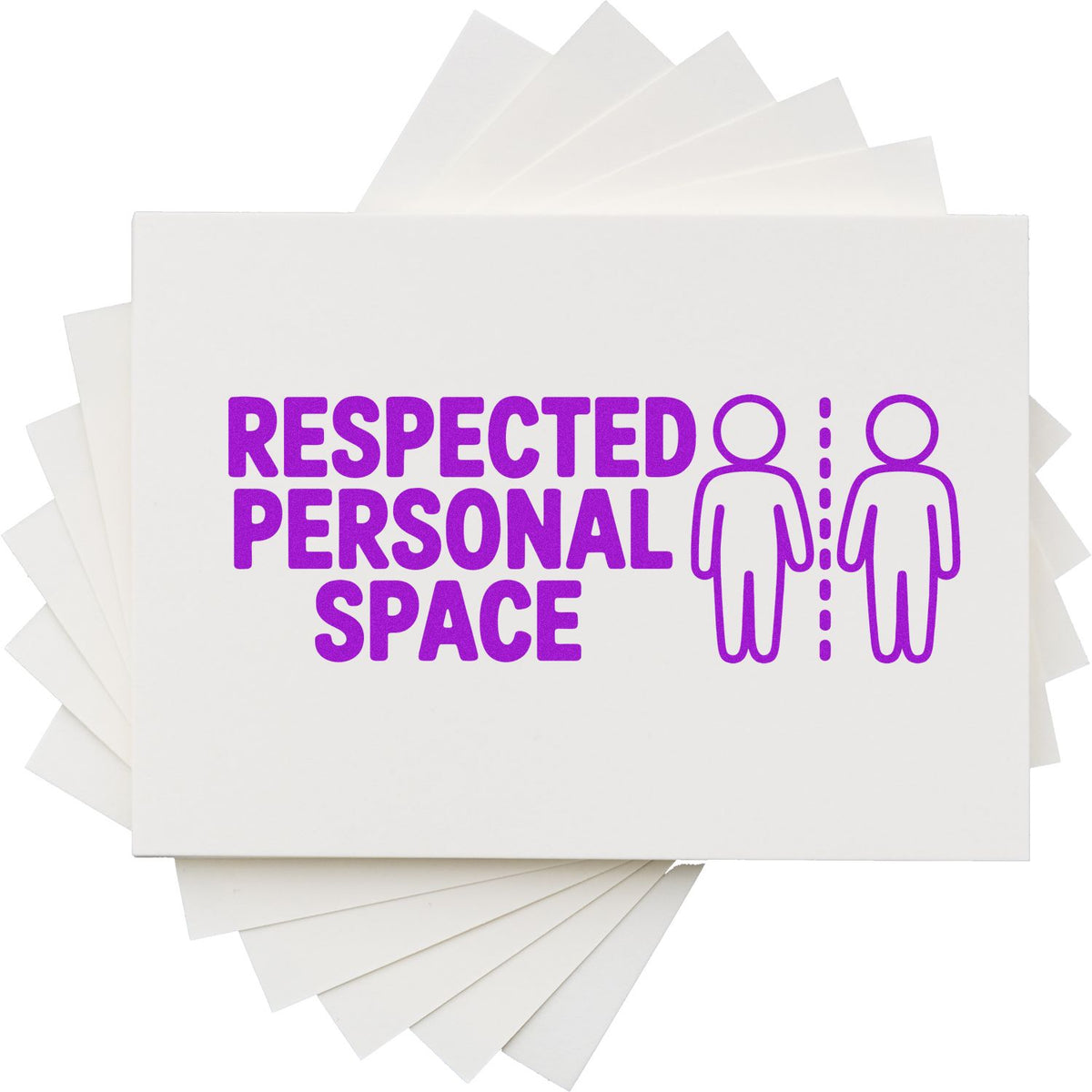 Respect personal space rubber stamp design for social distancing notices and boundary reminder messages.