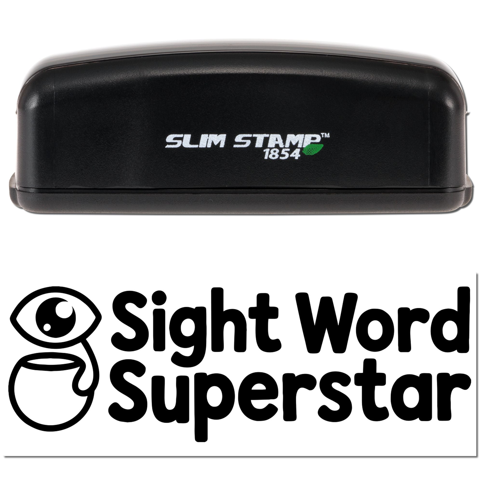 Slim Stamp 1854 self-inking rubber stamp with Sight Word Superstar logo for teacher classroom use