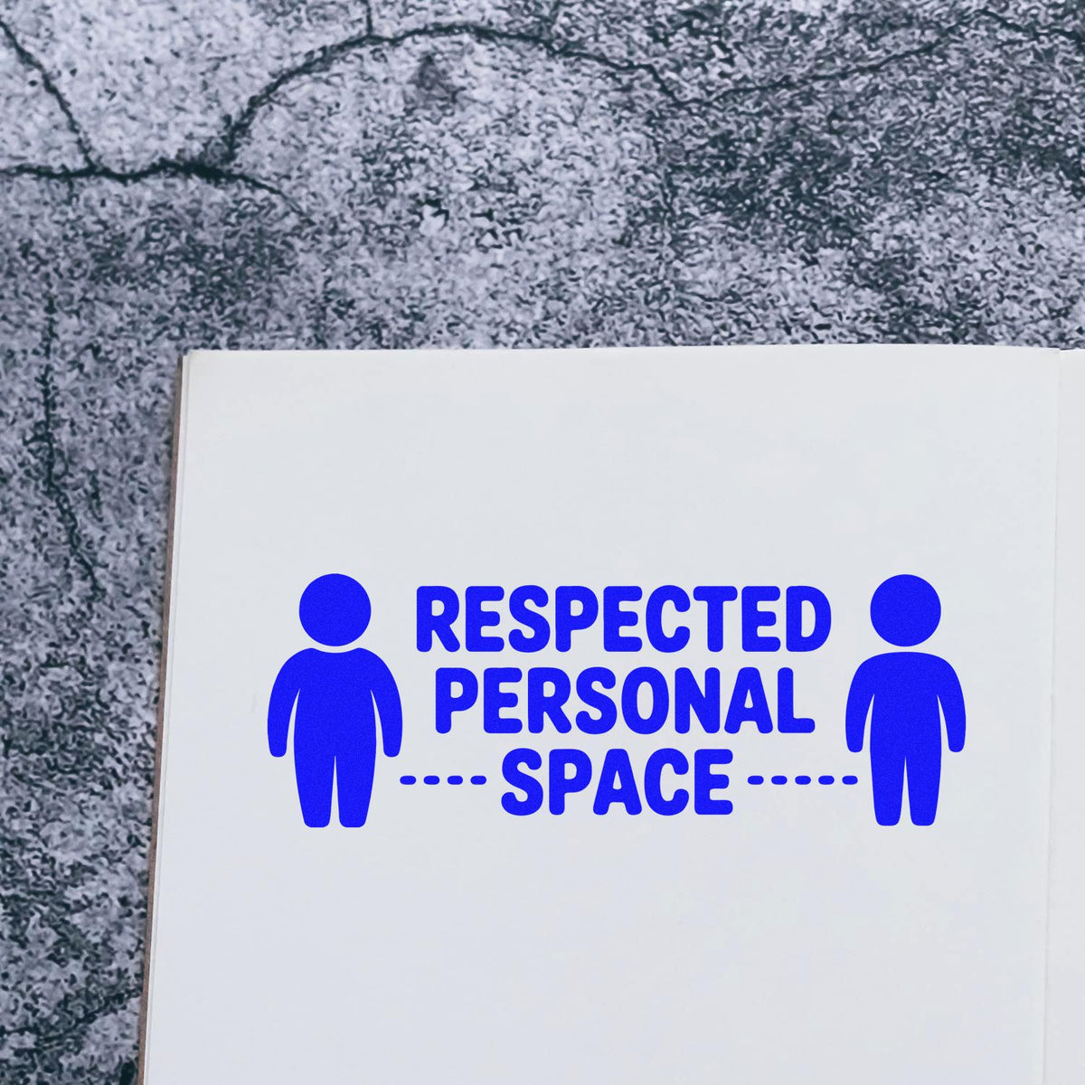 Respected Personal Space rubber stamp impression with two person icons, perfect for social distancing and boundary reminders.