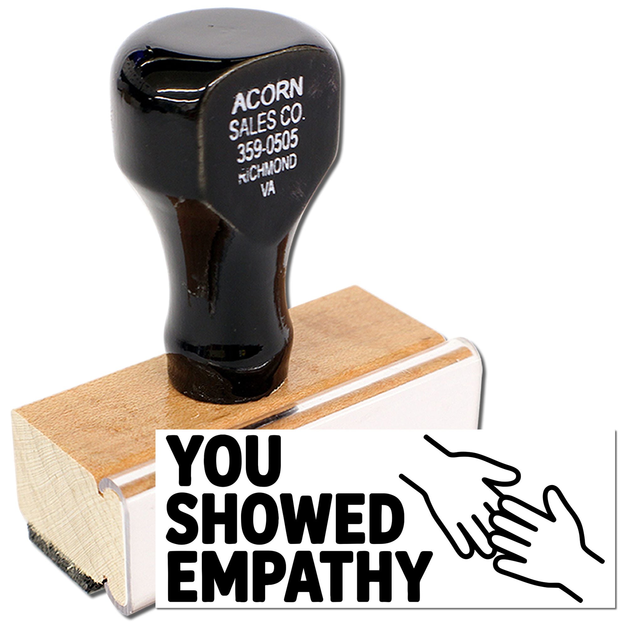 Custom rubber stamp with You showed empathy design and handshake icon for recognition, appreciation, and office use.