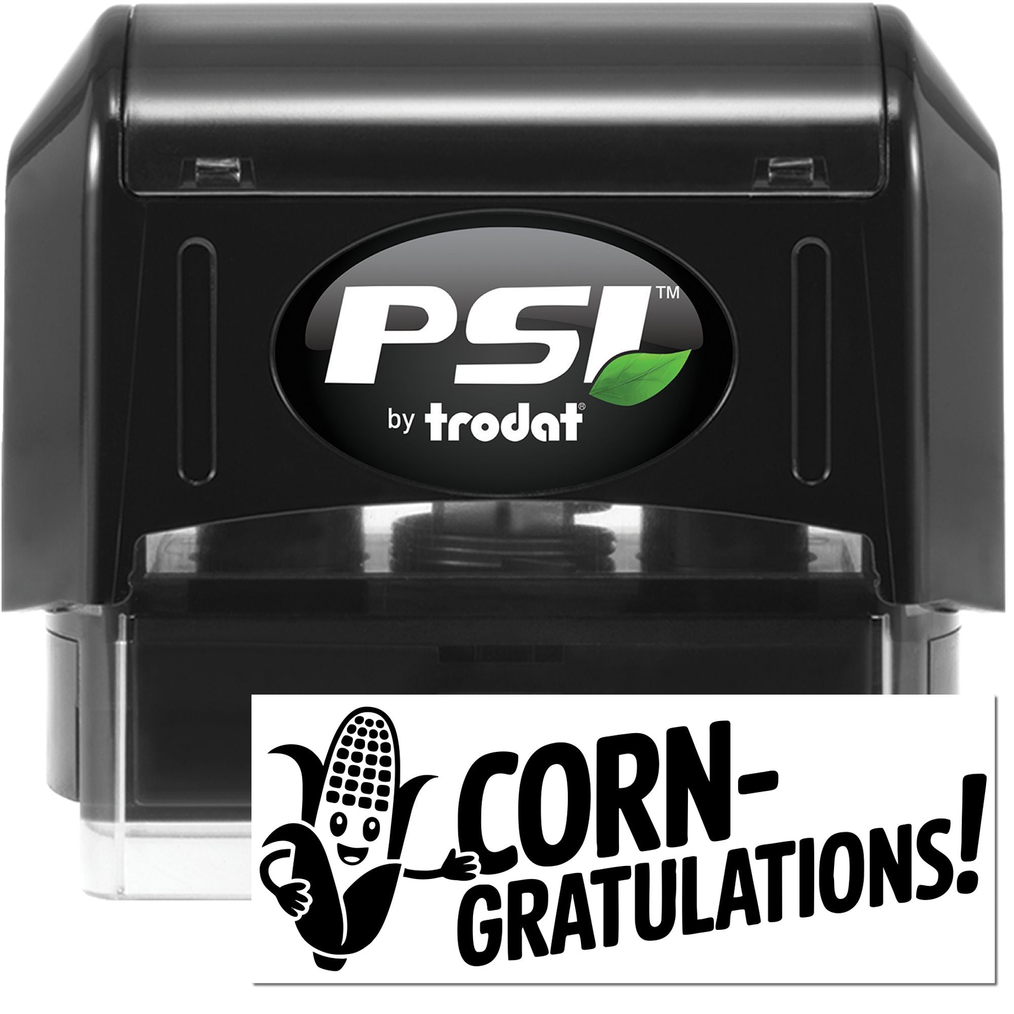 PSI by Trodat self-inking rubber stamp featuring a Corn-gratulations! design for fun farm-themed cards and celebrations
