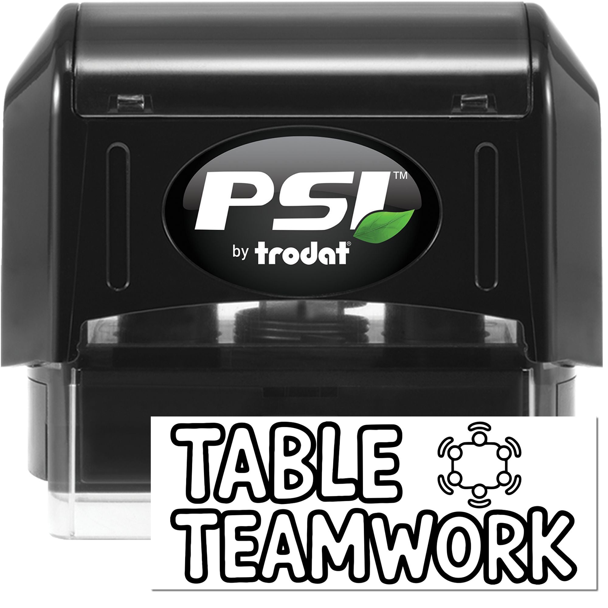 PSI by Trodat self-inking rubber stamp with Table Teamwork design for office collaboration and team branding