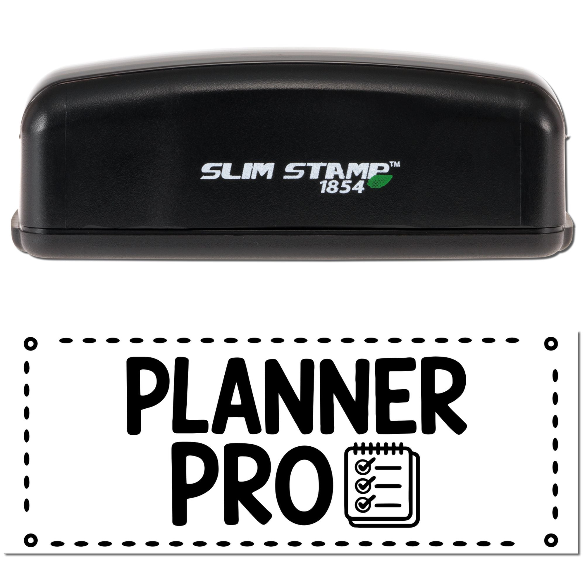 Slim Stamp 1854 Planner Pro custom rubber stamp for planners, scheduling and checklist organization