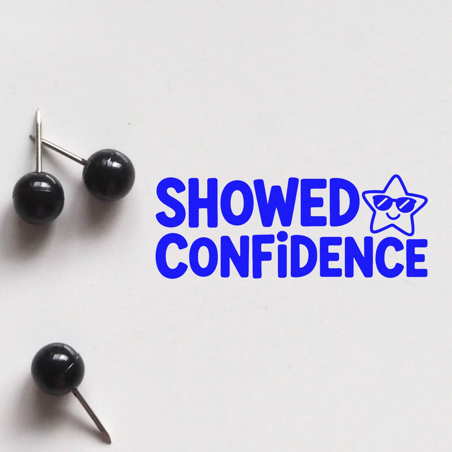 Showed Confidence rubber stamp with star icon, perfect for positive reinforcement and achievement recognition.