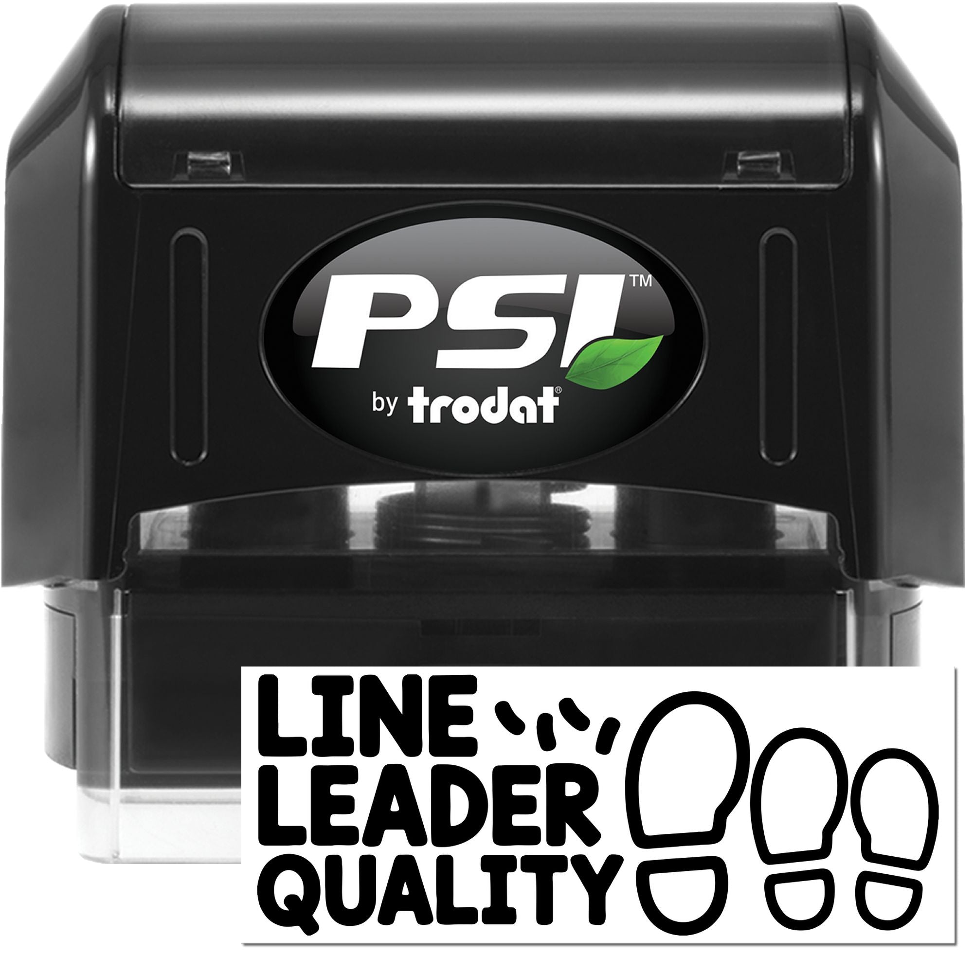 PSI by Trodat self-inking rubber stamp with Line Leader Quality imprint for durable office marking.