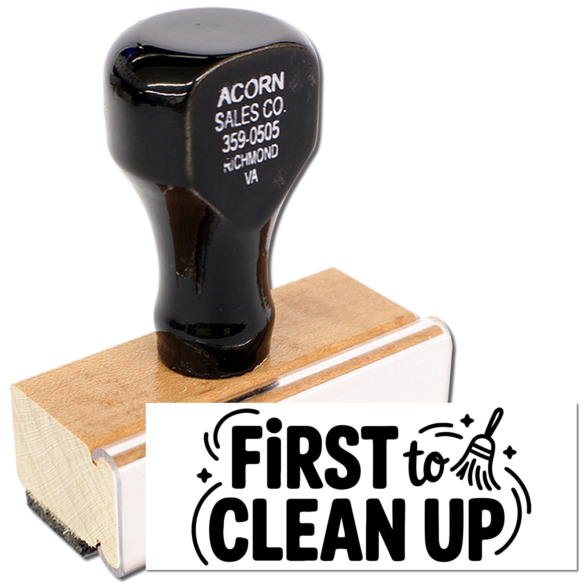 Elementary Teacher Clean Up Wood Handle Stamp