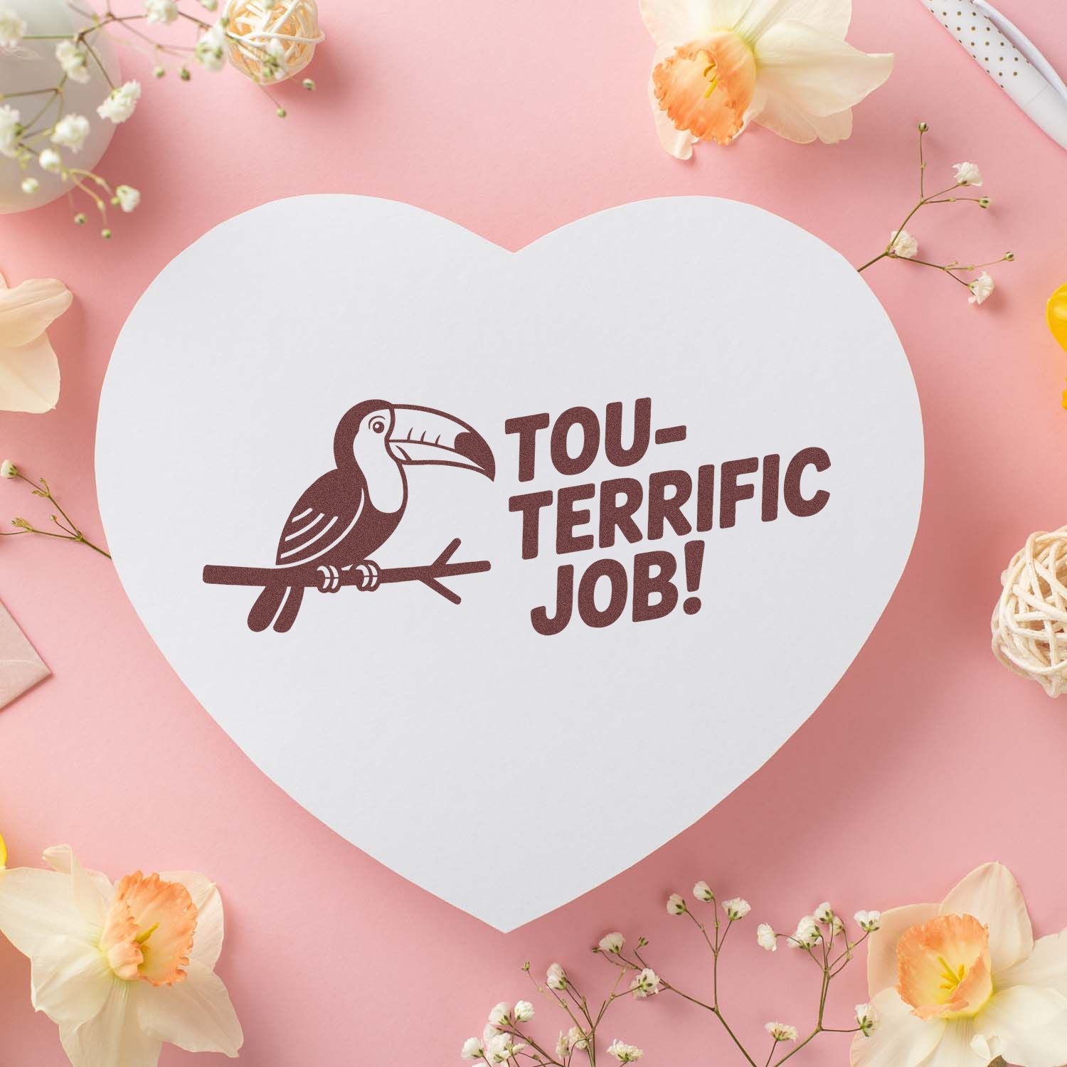 Toucan Tou-terrific Job! rubber stamp design for teacher rewards, encouragement, and fun crafting.
