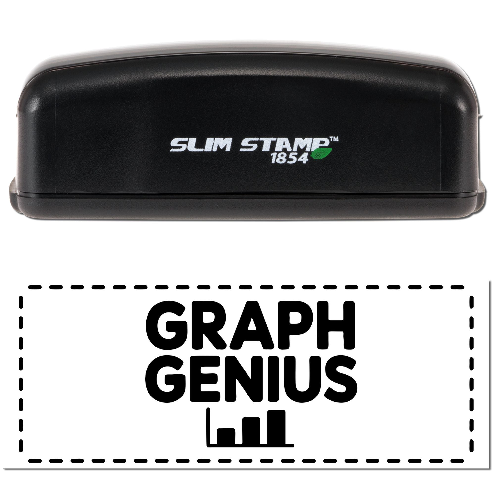 Slim Stamp 1854 Graph Genius rubber stamp with custom graphic logo impression for office branding and documents.