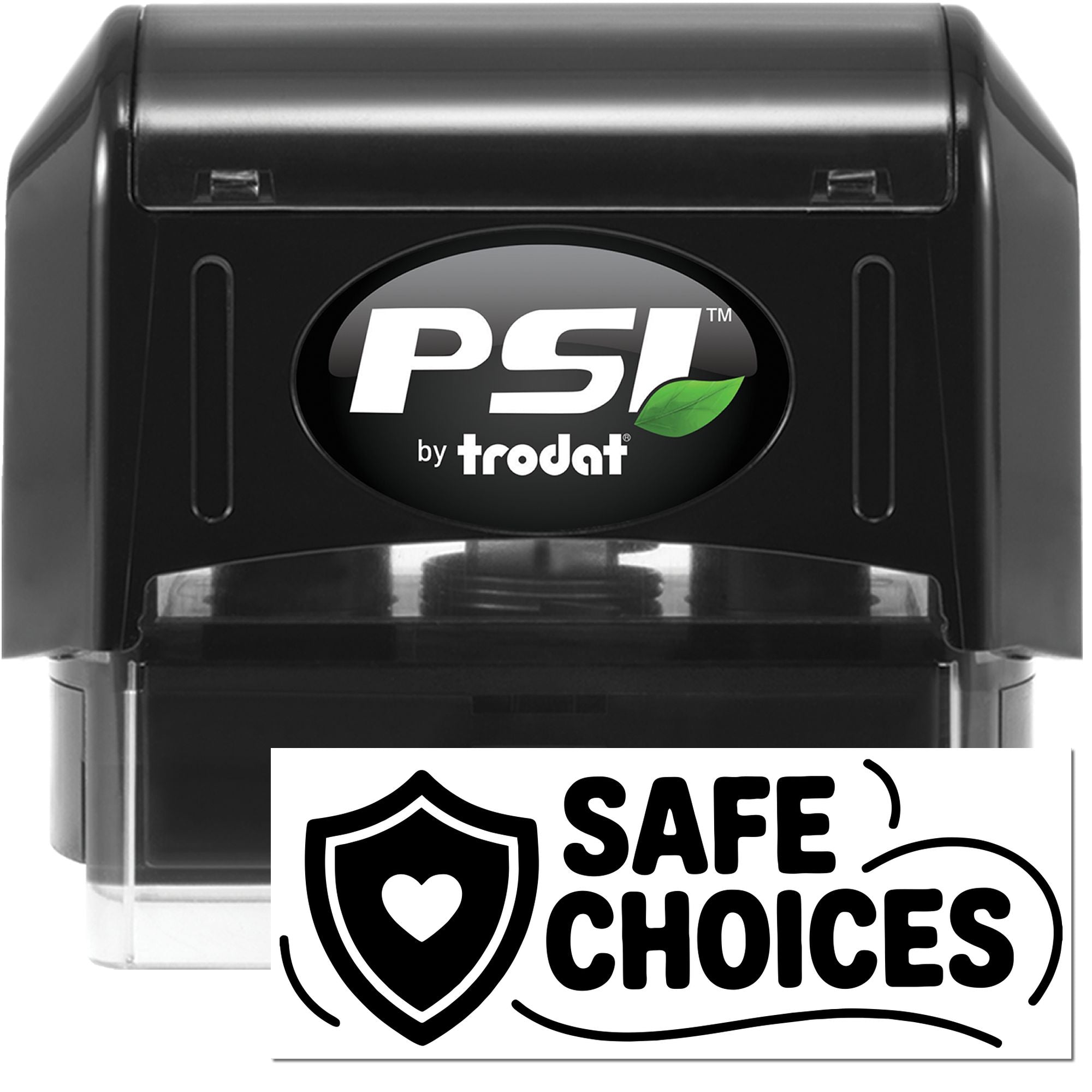 PSI by Trodat self-inking rubber stamp for custom Safe Choices marking, ideal for safety approval labeling.