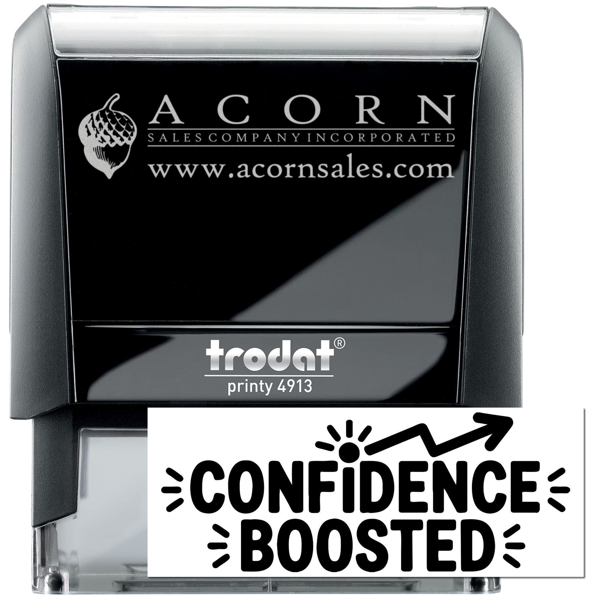 Custom Trodat Printy 4913 self-inking business rubber stamp for Acorn Sales Company Incorporated with logo and website