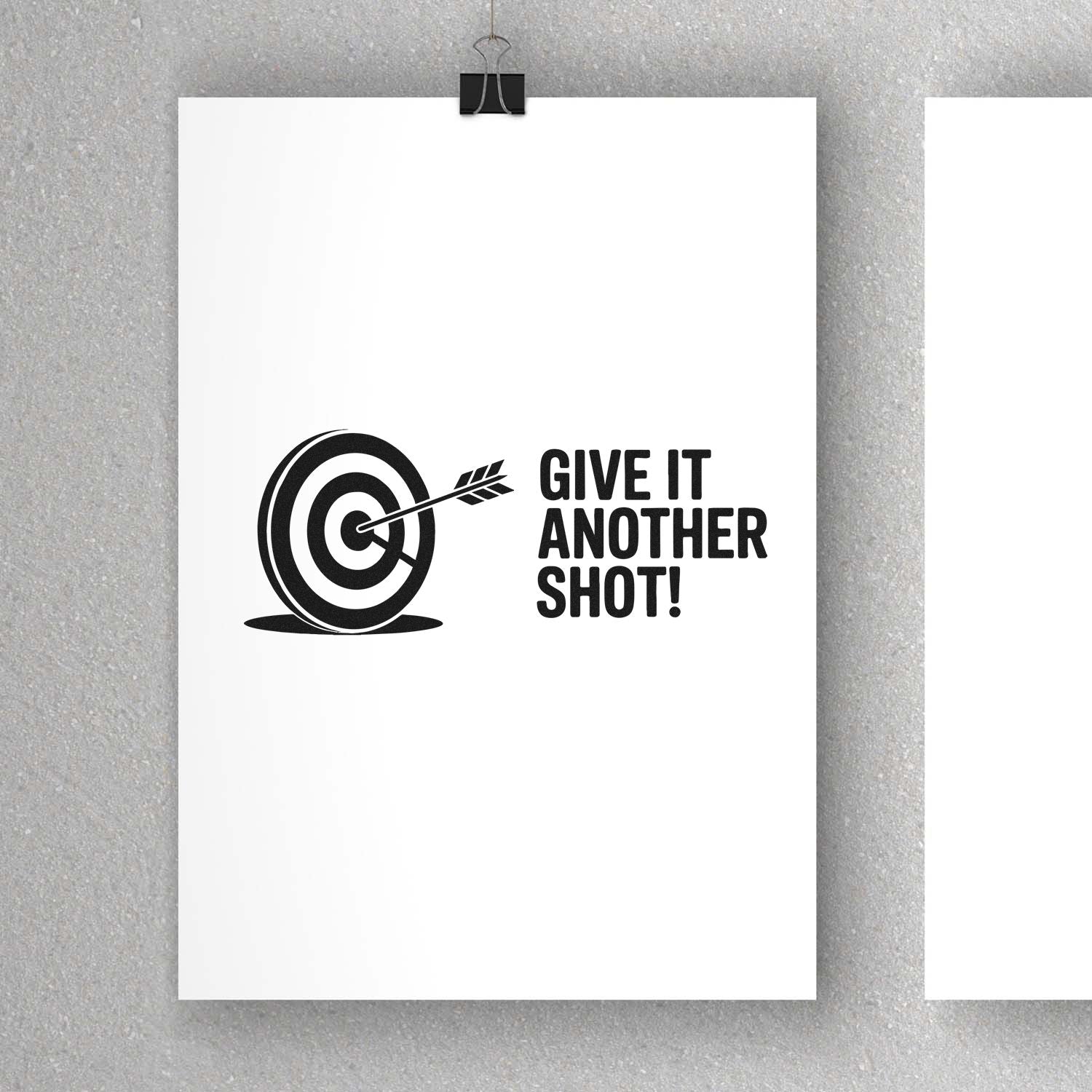 Rubber stamp design with target and arrow graphic, featuring Give It Another Shot! motivational text.