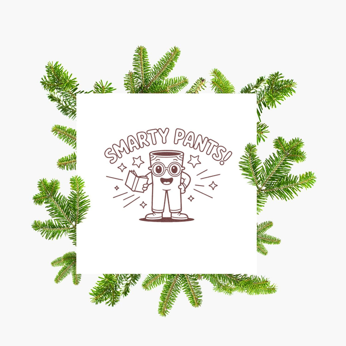 Smarty Pants rubber stamp with cartoon book character, ideal for teacher rewards, classroom crafts, and custom stamping.
