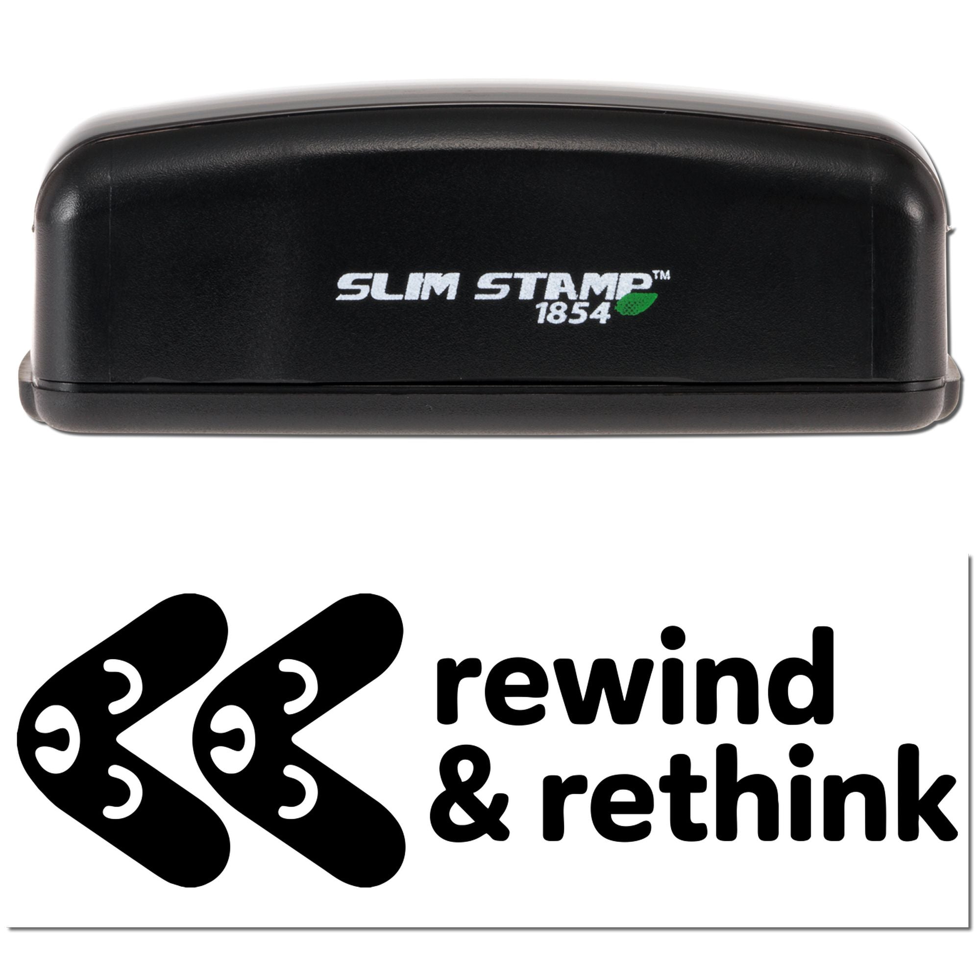 Slim Stamp 1854 self-inking rubber stamp for Rewind & Rethink branding