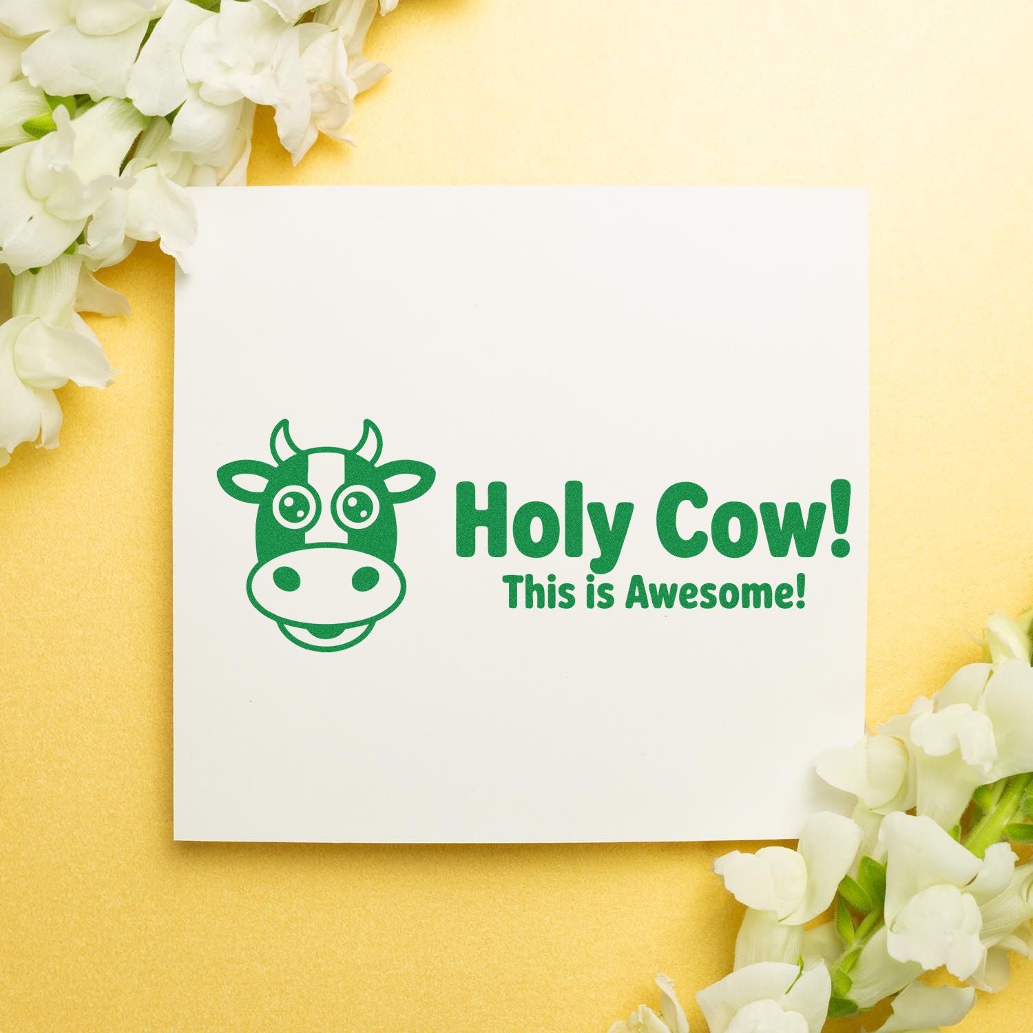 Cute Holy Cow! This is Awesome! rubber stamp design with cow icon for cards, scrapbooking and craft projects.