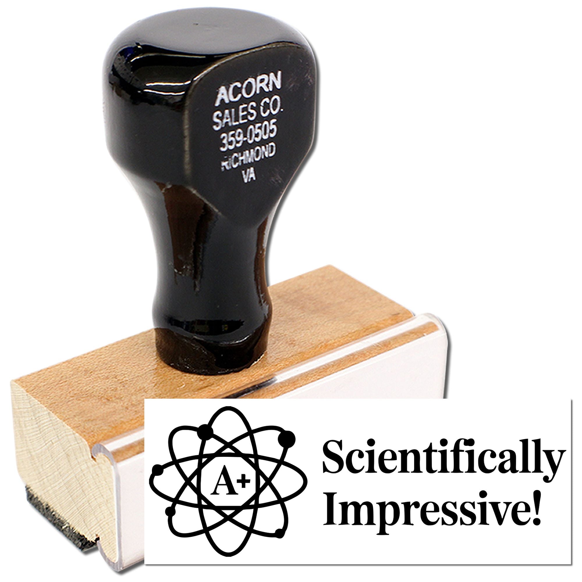 Scientifically Impressive custom rubber stamp with atom A+ design for grading science assignments