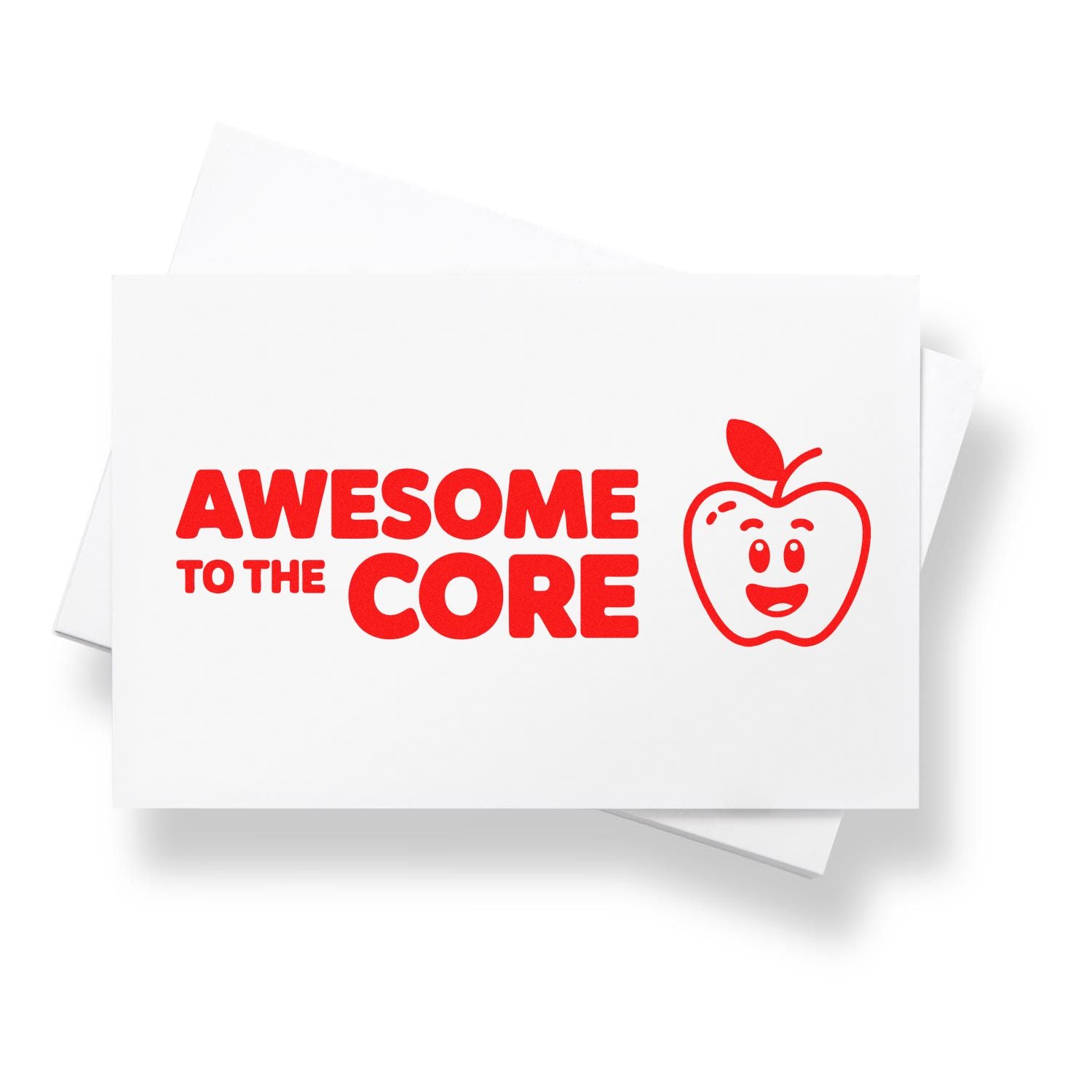 Awesome to the Core apple rubber stamp design for teacher rewards, classroom crafts, and appreciation notes.