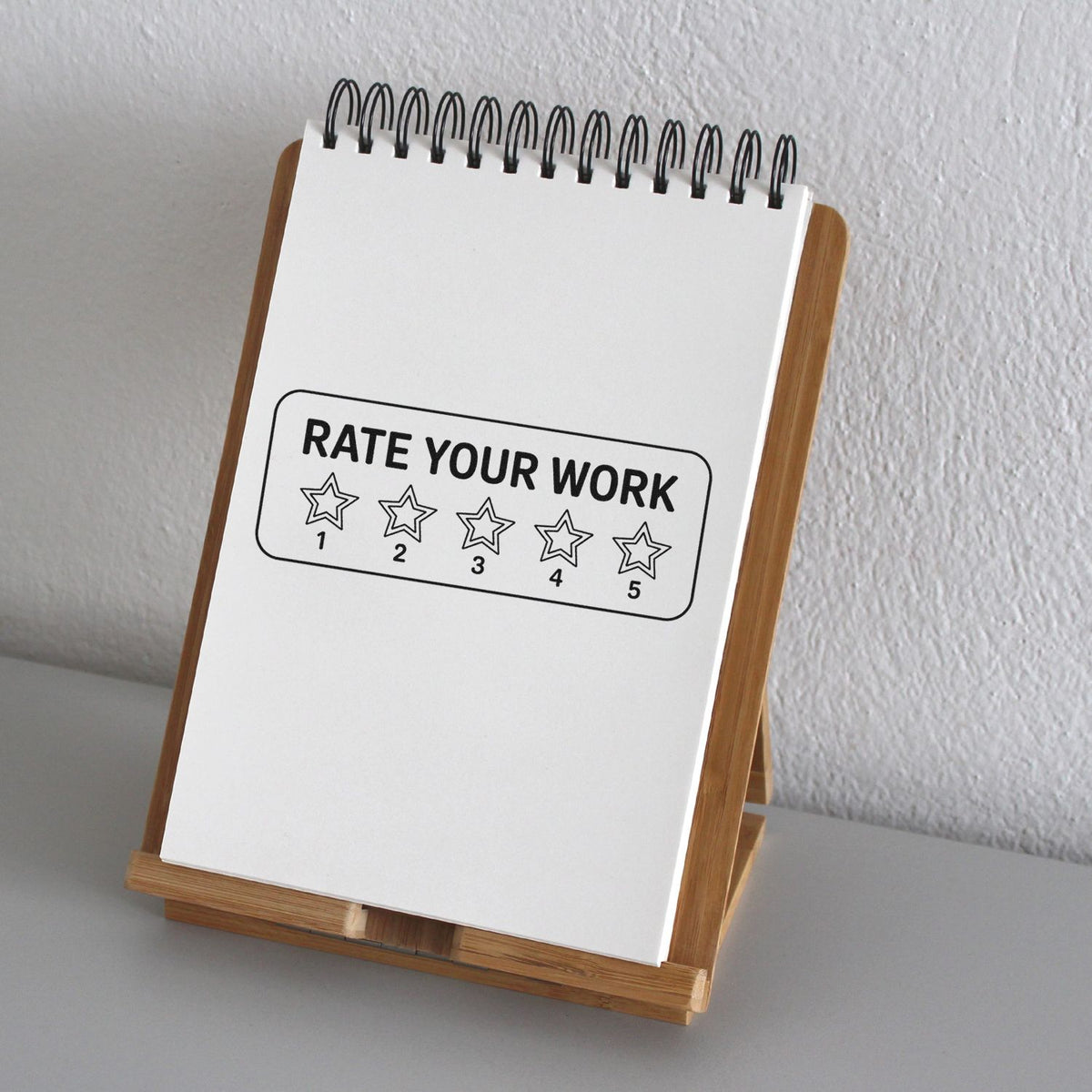 Rubber stamp design: Rate Your Work 15 star feedback stamp for teacher grading, classroom self-assessment, or office review.
