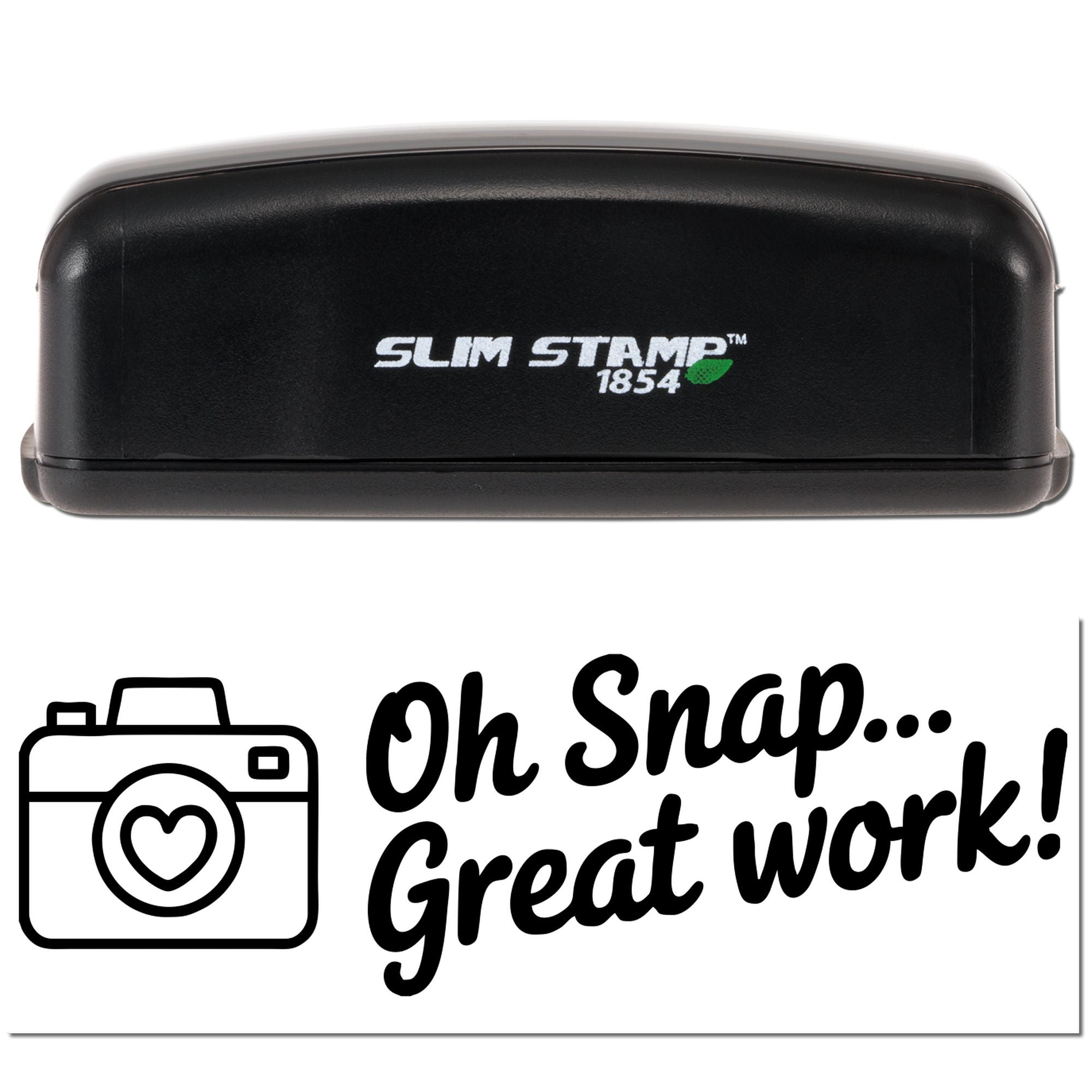 Slim Stamp 1854 self-inking rubber stamp with custom Oh Snap... Great work! camera design for photography and recognition.