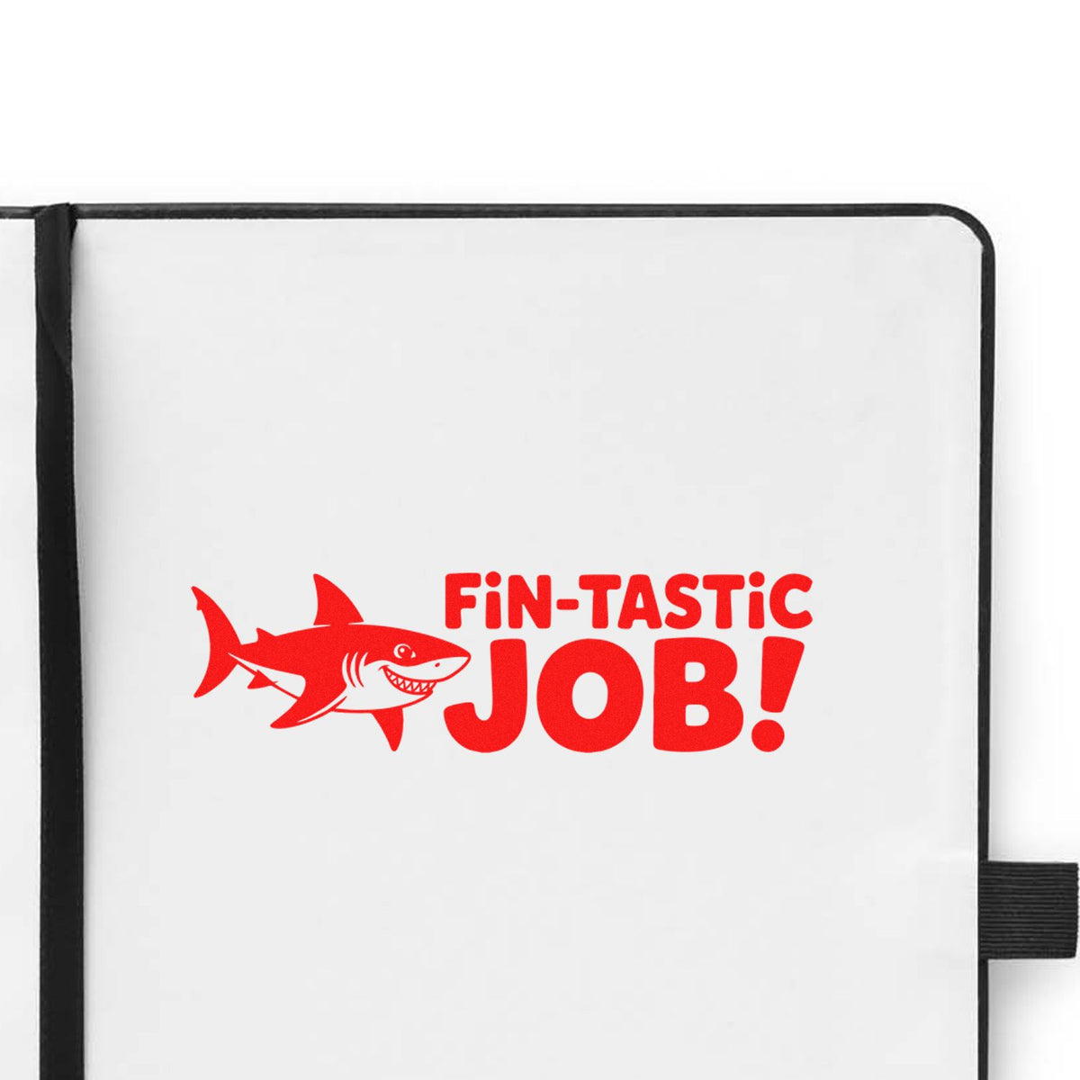 Fin-tastic Job shark rubber stamp design for teacher rewards, employee recognition, and fun motivational projects.