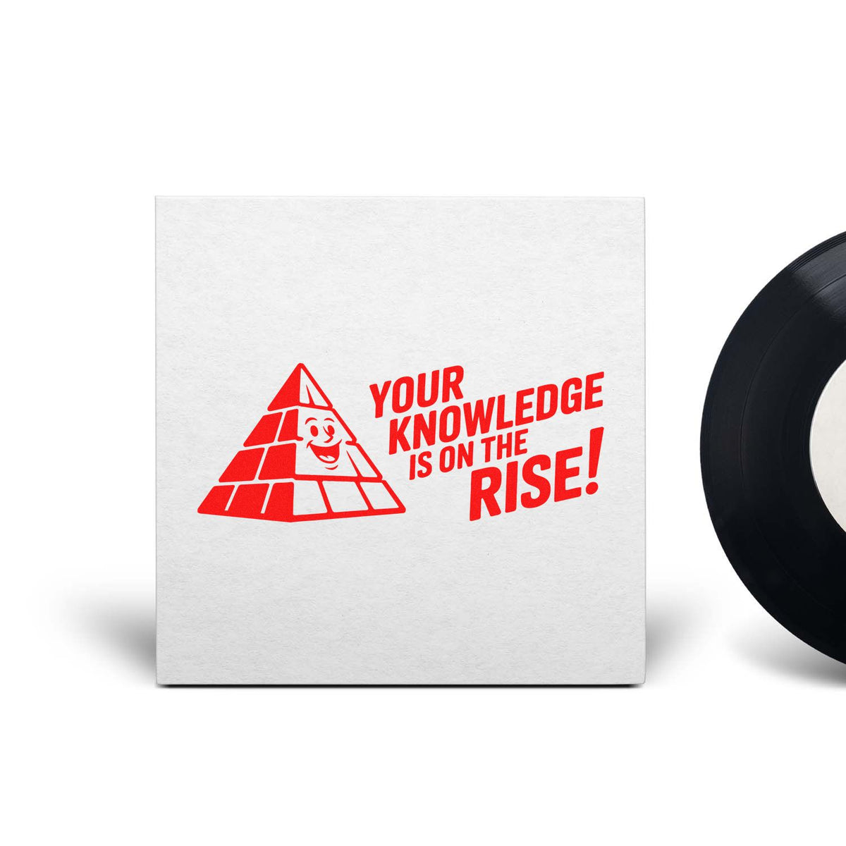 Custom rubber stamp design with pyramid mascot and Your knowledge is on the rise! slogan for schools and educators.