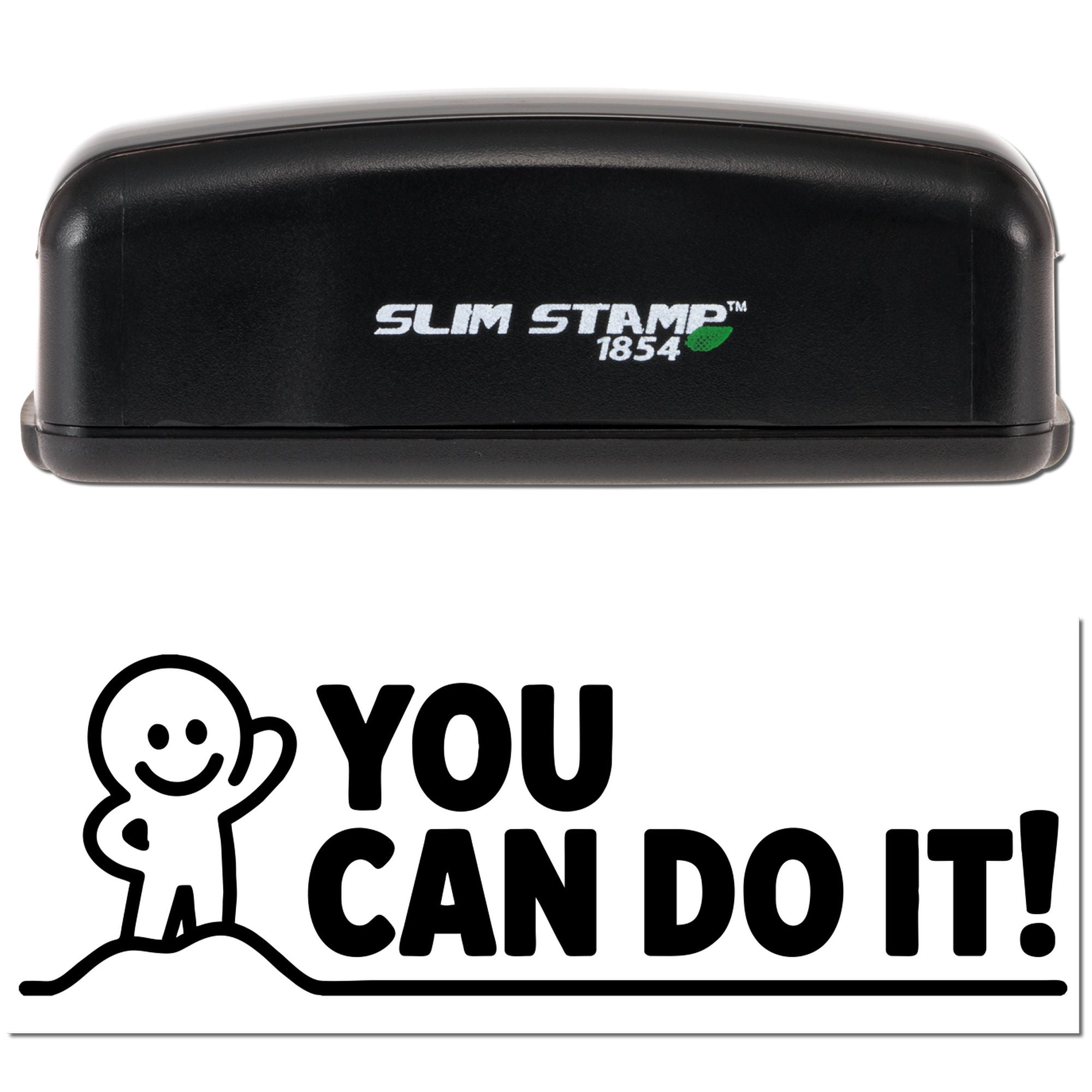 Slim Stamp 1854 rubber stamp with You Can Do It! message for motivational classroom, office, or reward stamping.