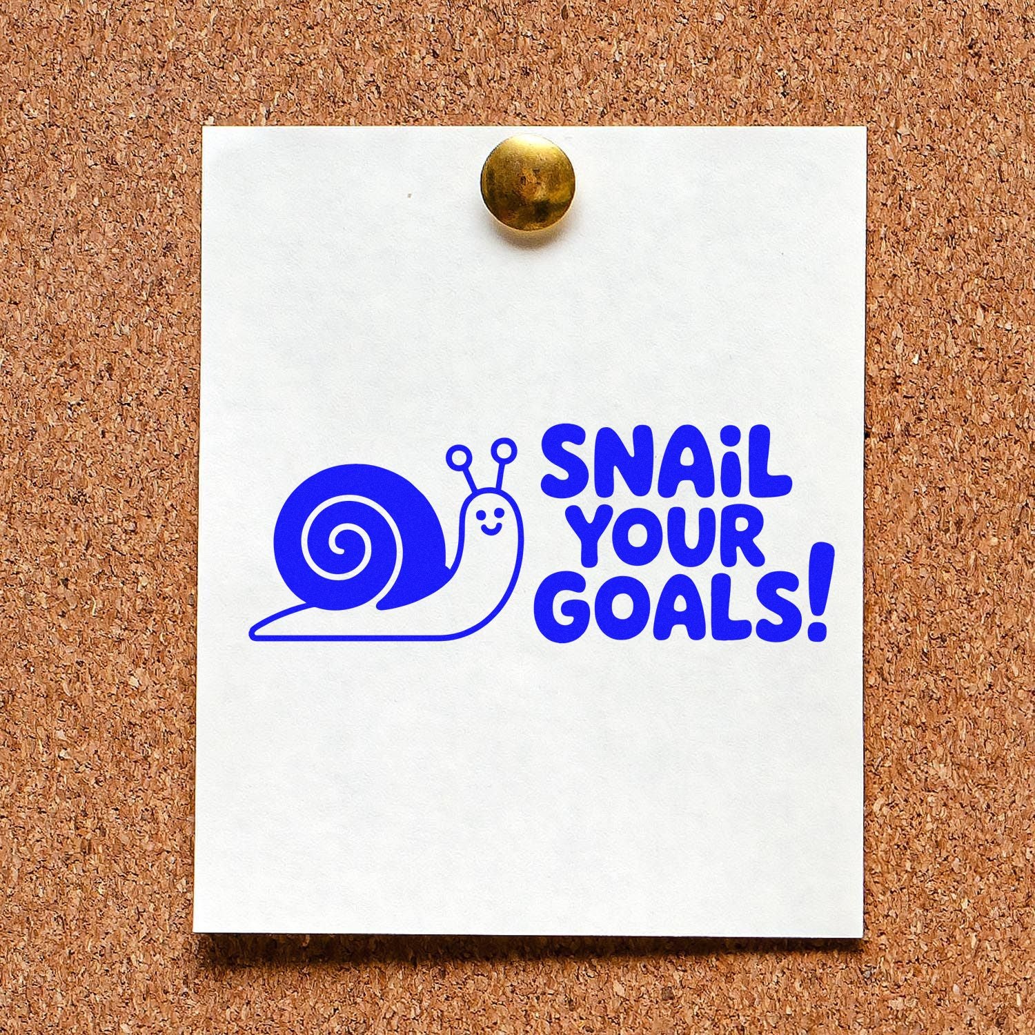 Snail Your Goals! funny rubber stamp design for motivational crafting, planners, and snail mail stationery.