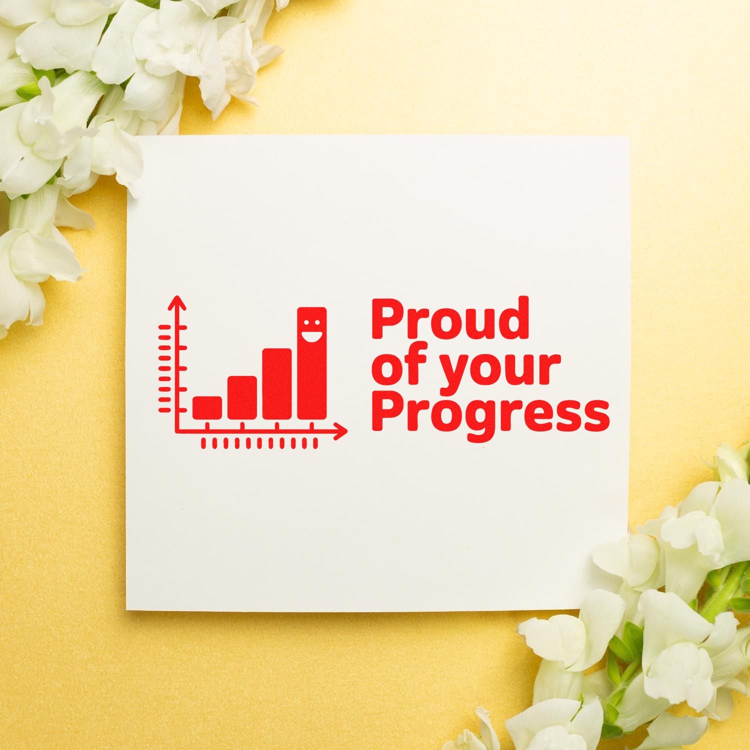 Proud of Your Progress rubber stamp with growth chart icon for motivational classroom or scrapbook projects.