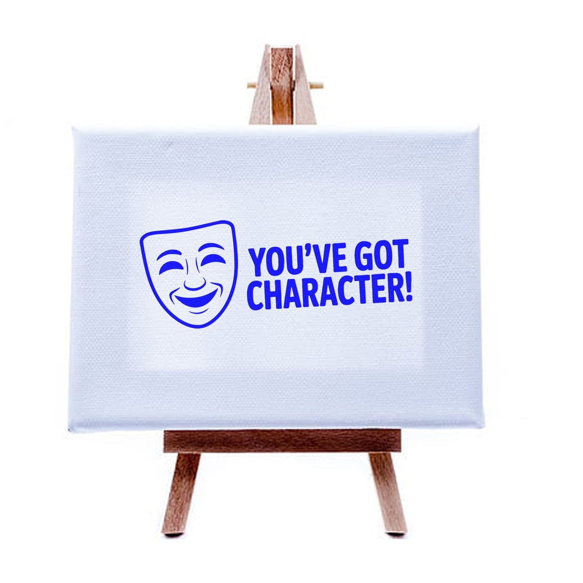 Funny rubber stamp design with theater mask and Youve Got Character! for drama teachers, schools, and award recognition.
