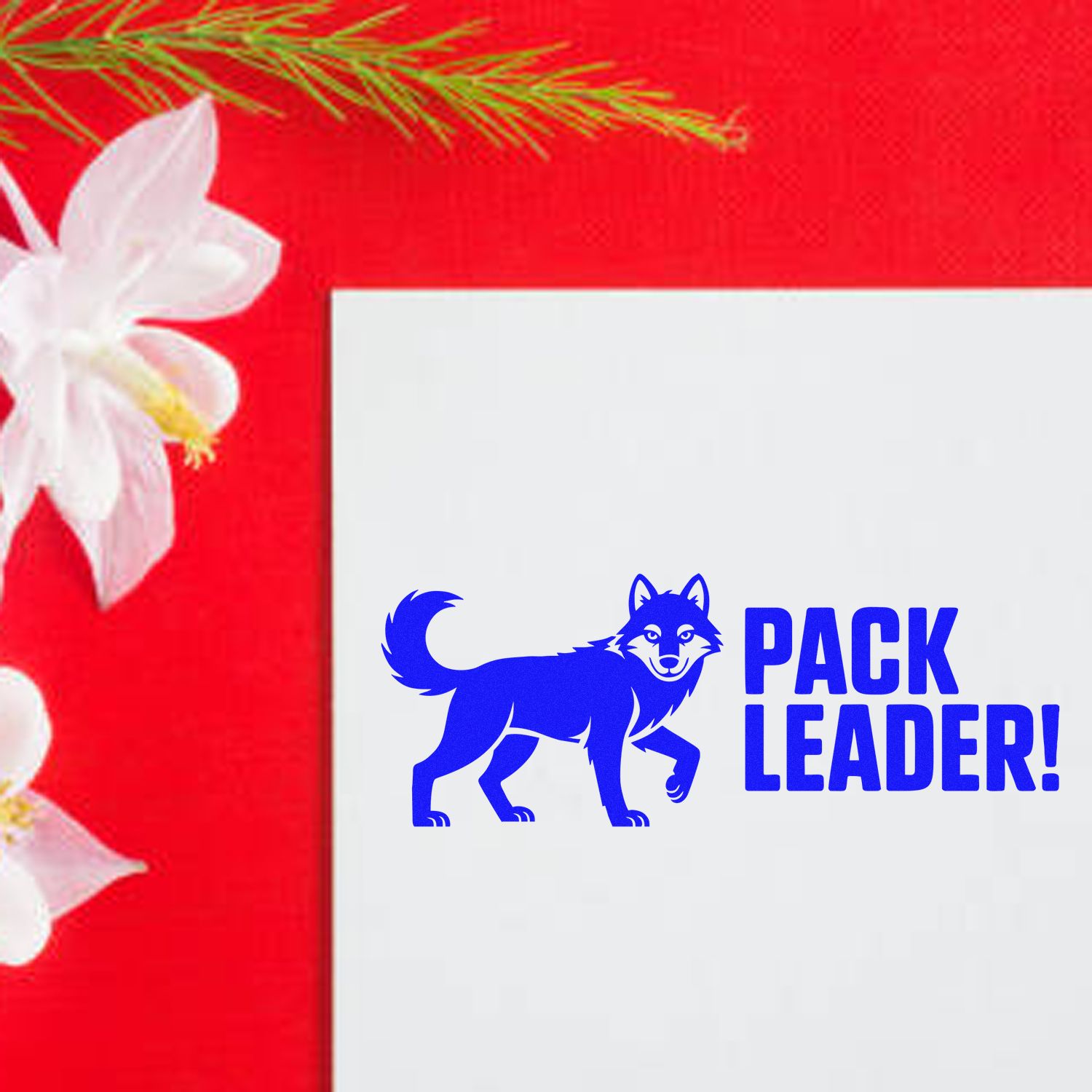 Pack Leader wolf rubber stamp design for custom pet, team, or business branding