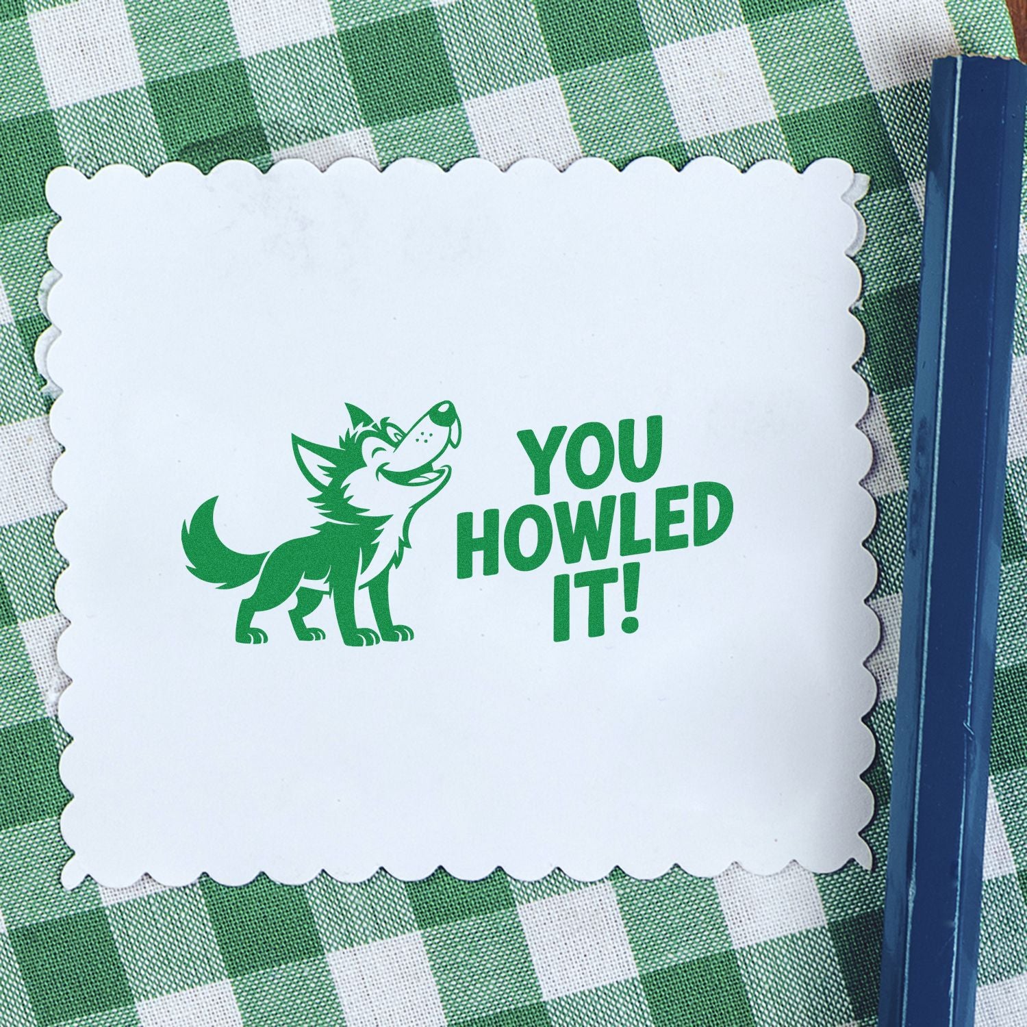 Wolf You Howled It! rubber stamp impression for funny greeting cards, scrapbooking, and DIY paper crafts.
