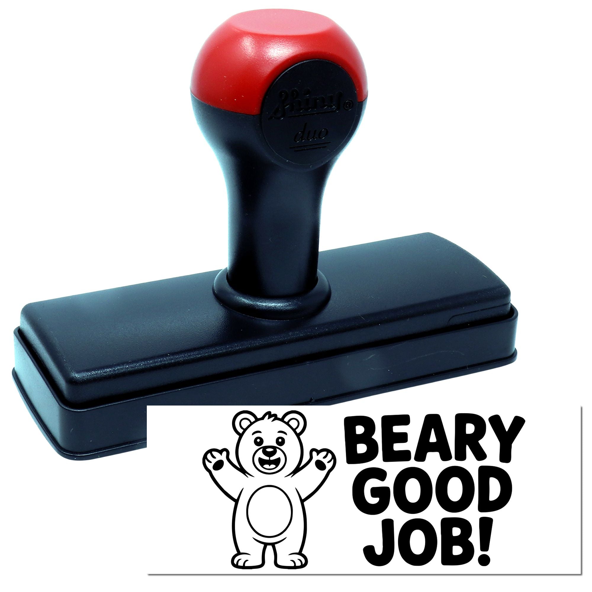 Self-inking bear Good Job rubber stamp for classroom rewards, teacher feedback, and kids encouragement.