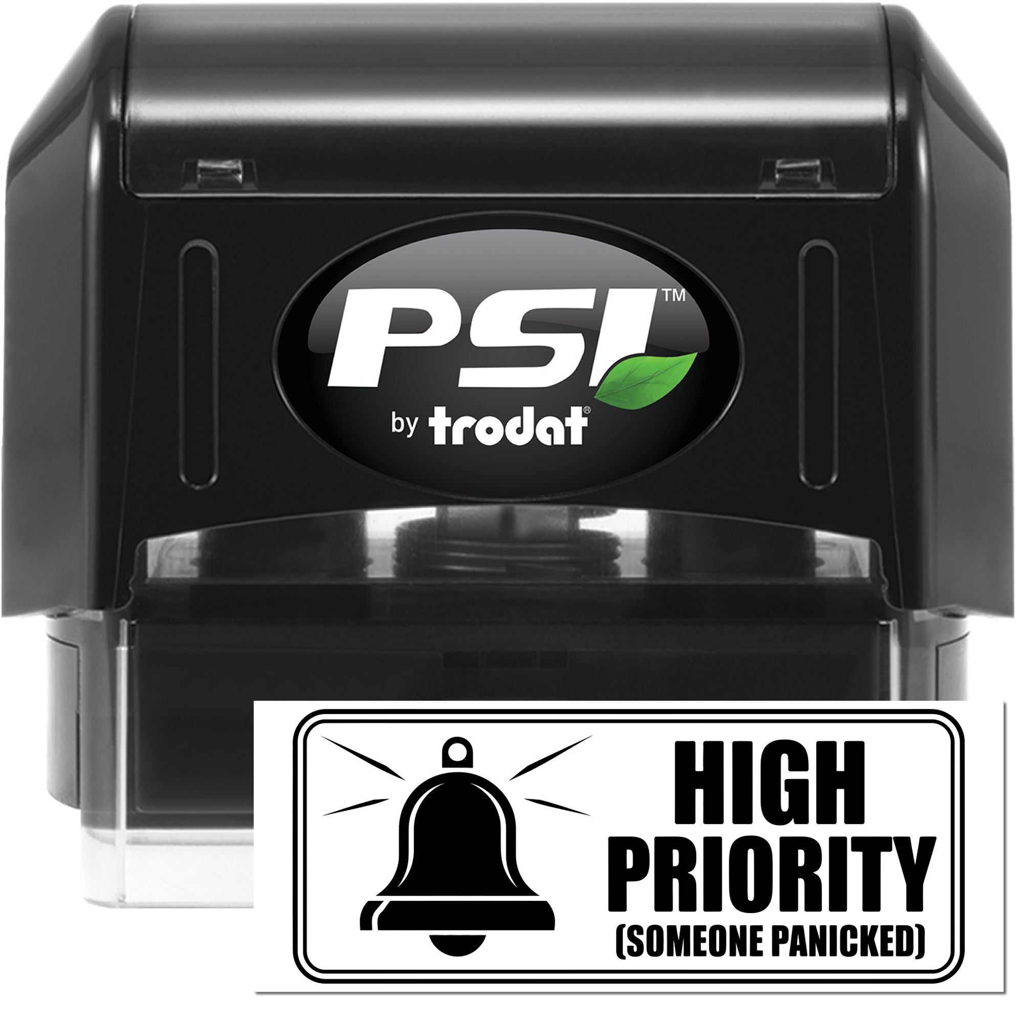 PSI by Trodat self-inking rubber stamp with High Priority warning imprint for urgent office documents