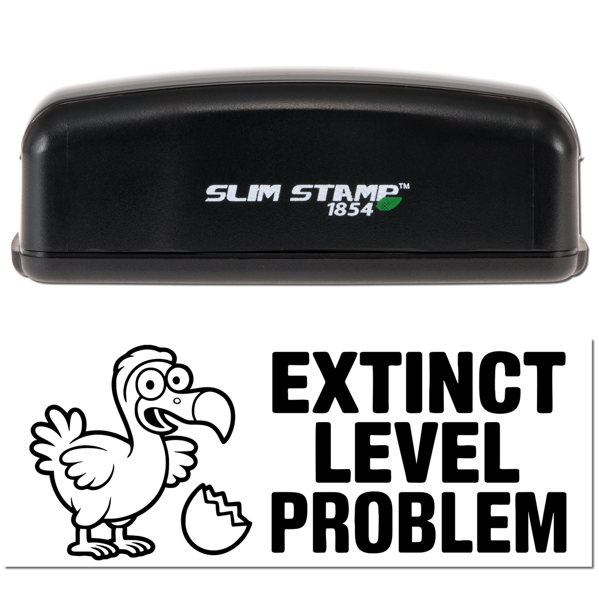 Slim Stamp 1854 self-inking rubber stamp with extinct level problem flamingo design