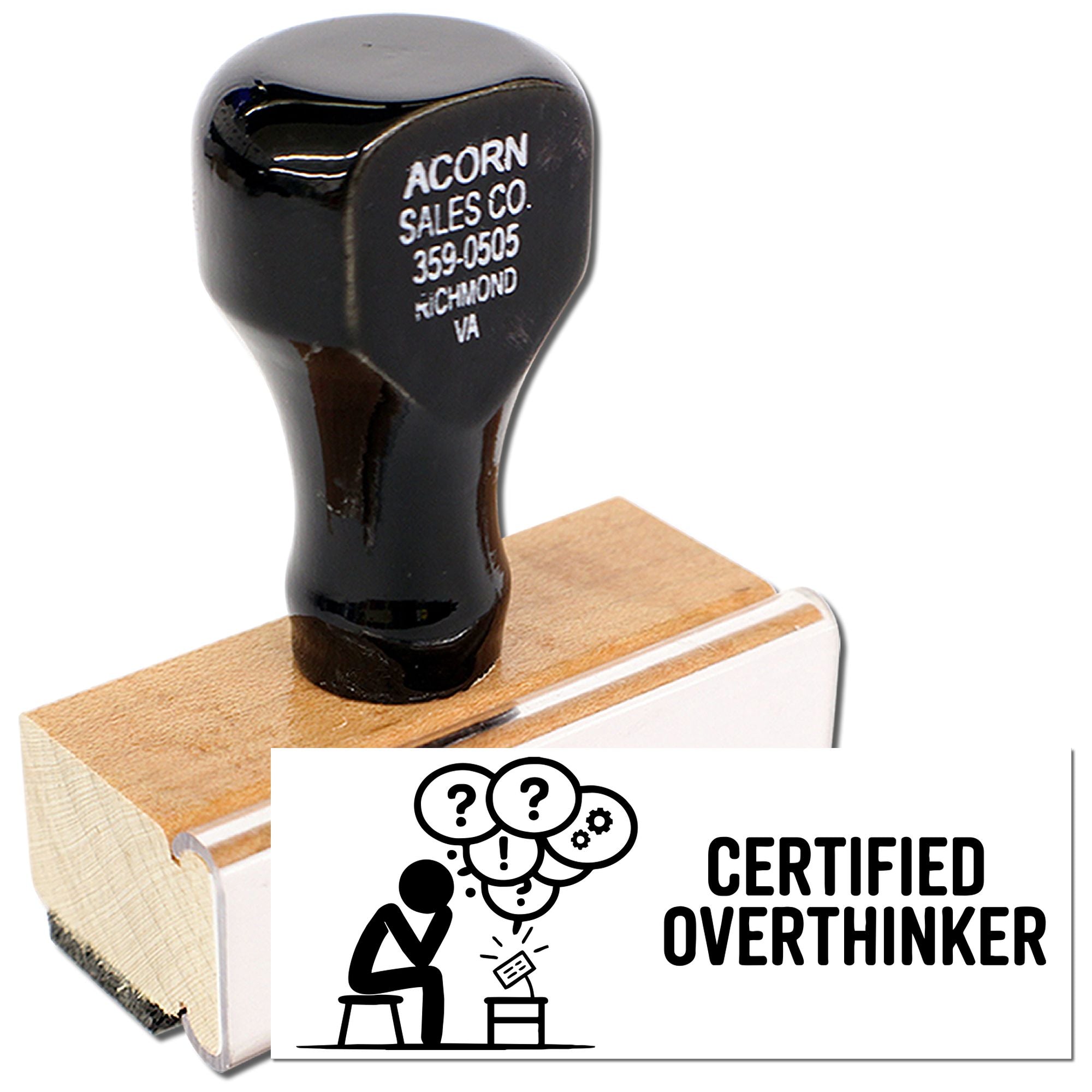 Custom rubber stamp for Certified Overthinker novelty imprints on paper, packaging, or office documents.