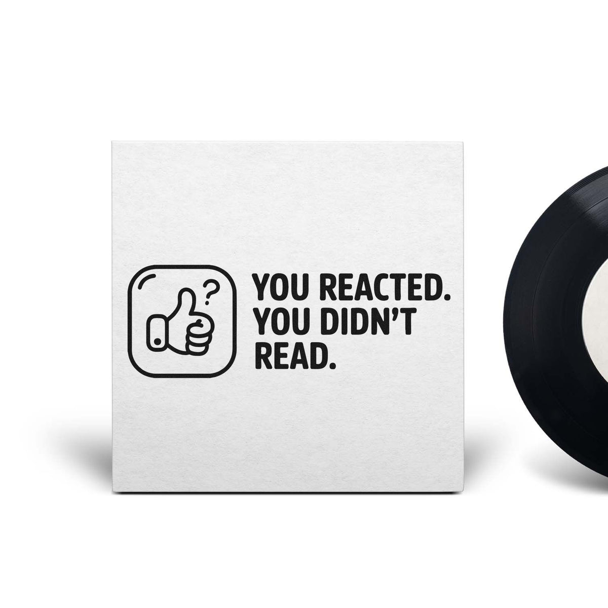 Funny custom rubber stamp with thumbs-up icon and You Reacted. You Didnt Read. for office feedback and paperwork.