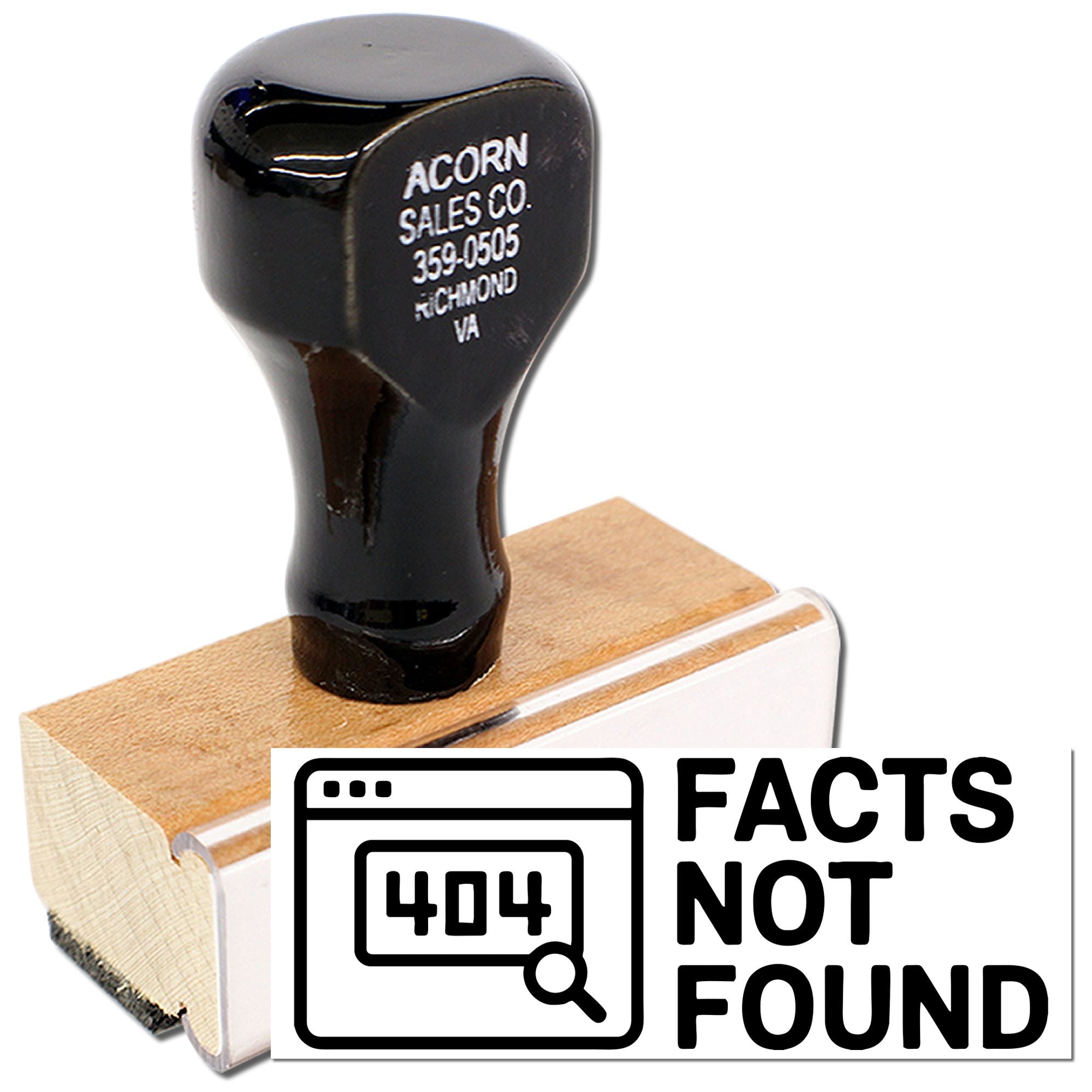 Facts Not Found 404 rubber stamp for website error pages and custom office branding