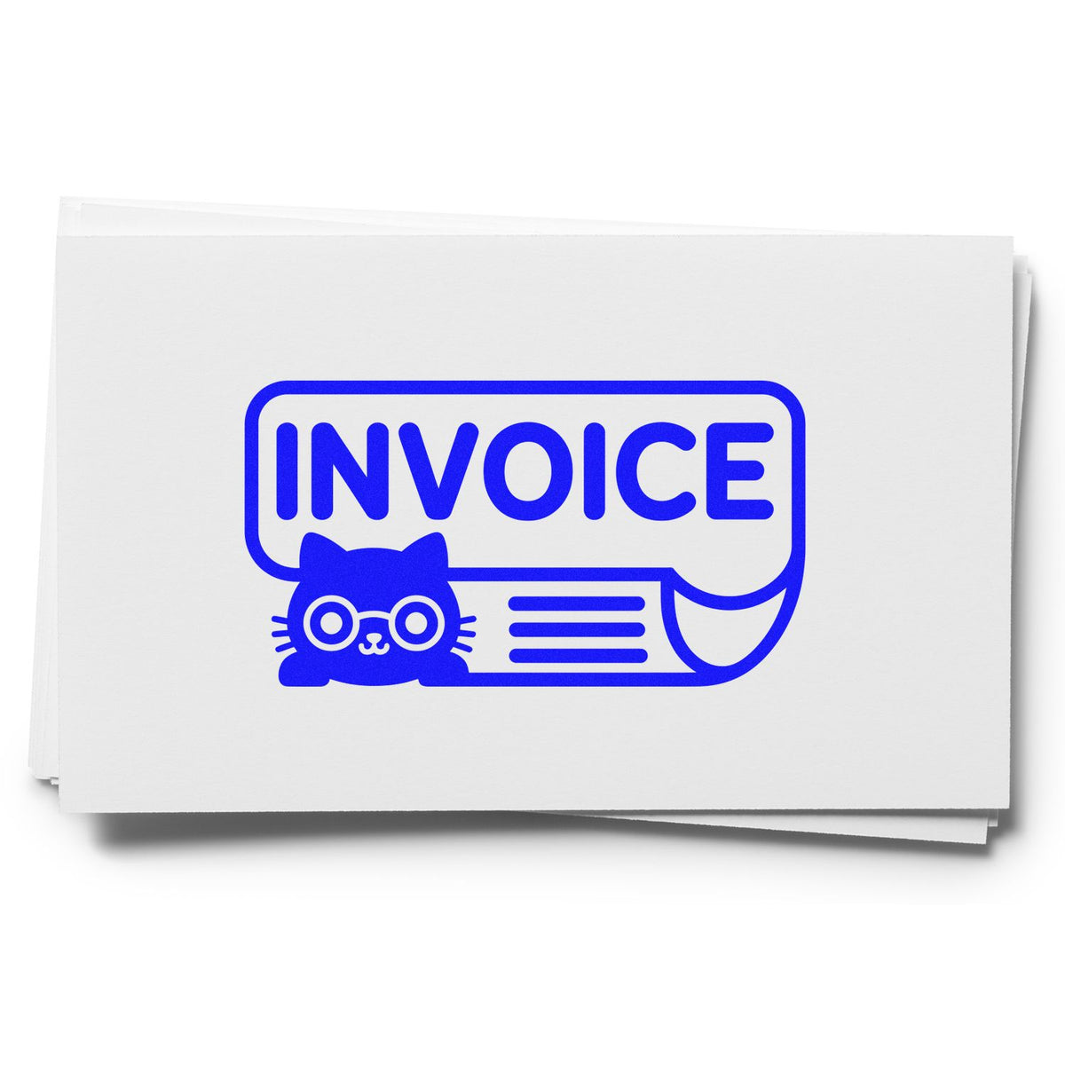 Custom invoice rubber stamp with cat icon for billing, bookkeeping, and business paperwork.