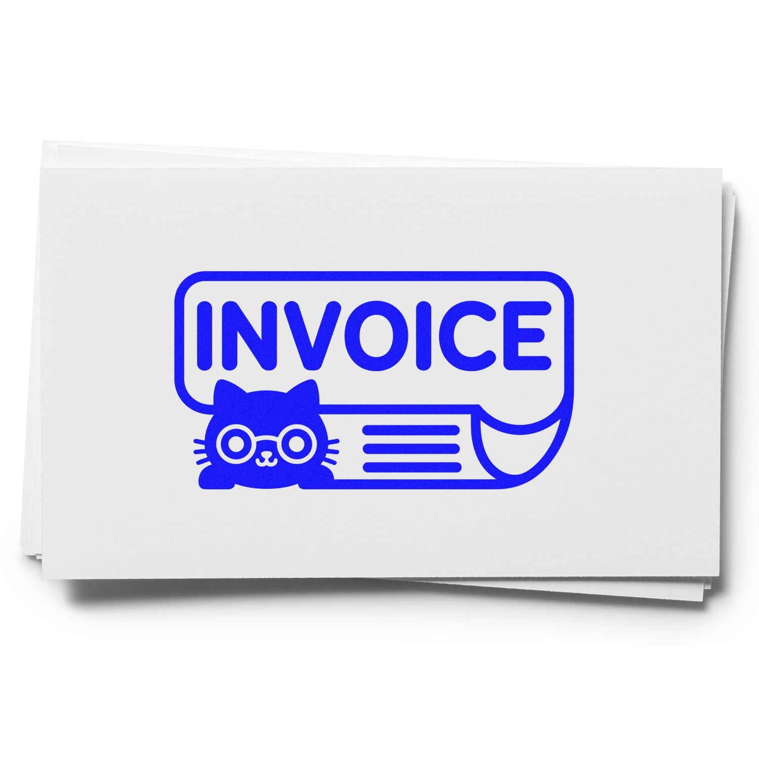 Invoice rubber stamp design with cat icon, ideal for office paperwork, billing, and accounting organization.