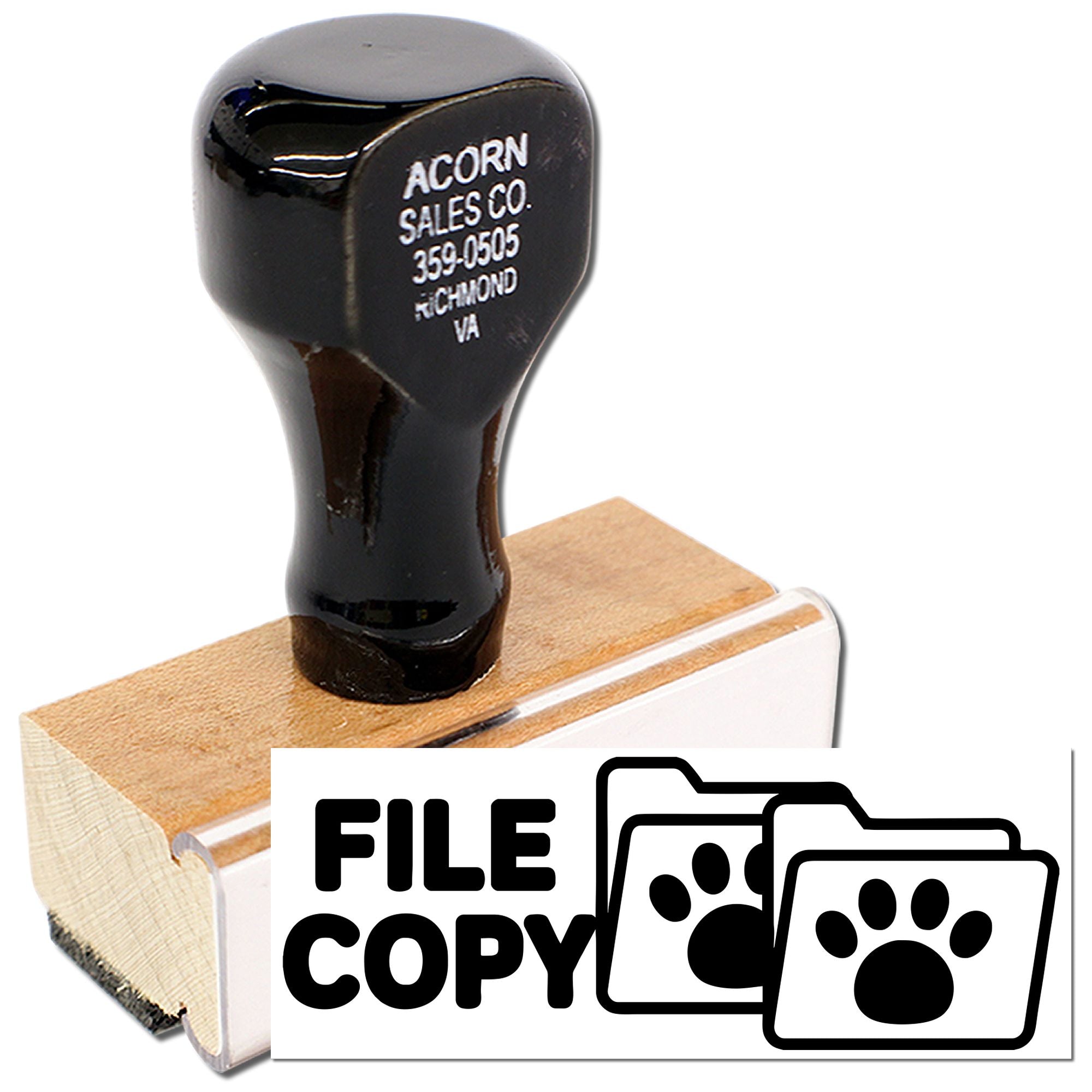 File Copy rubber stamp with wood handle for marking documents and folders quickly and clearly.