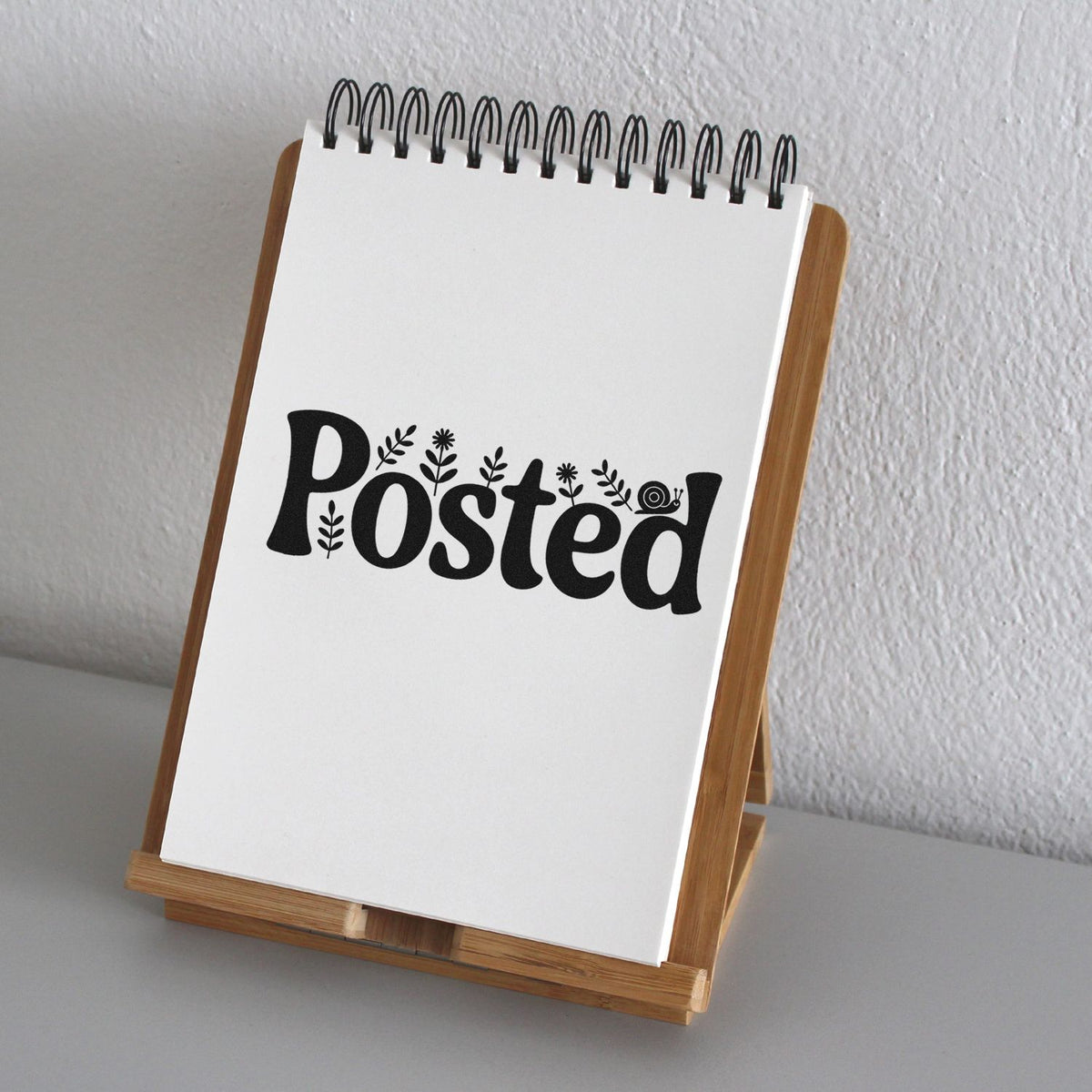 Posted decorative rubber stamp design on notebook page, ideal for snail mail, journaling, and planner use.